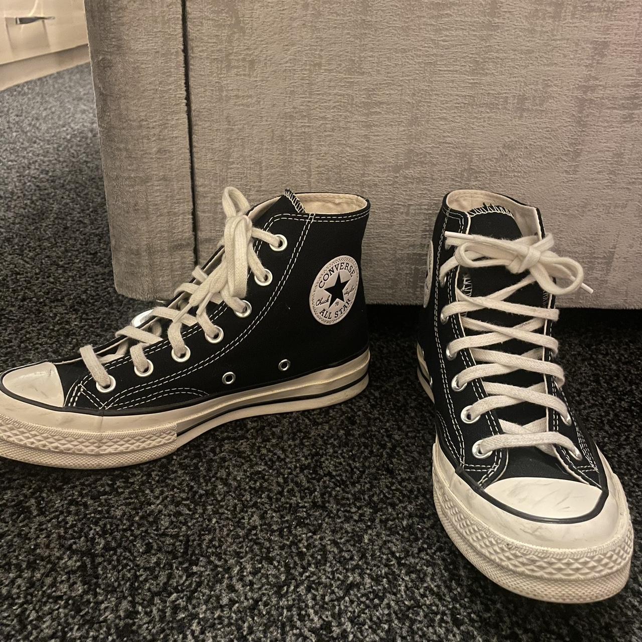 black converse size 5.5 worn few times look brand... - Depop