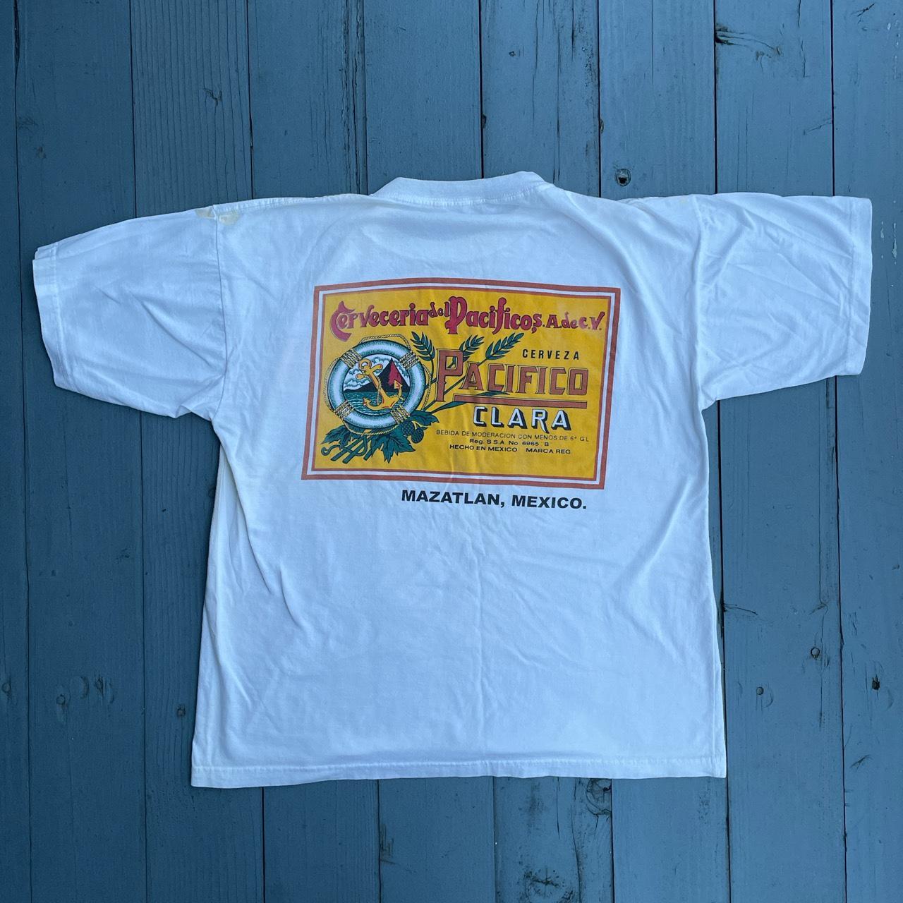 Vintage 90s white loose fit Pacifico graphic... - Depop