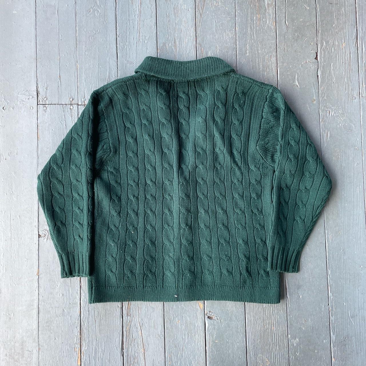 Vintage 70s pine green cable knit cowichan... - Depop