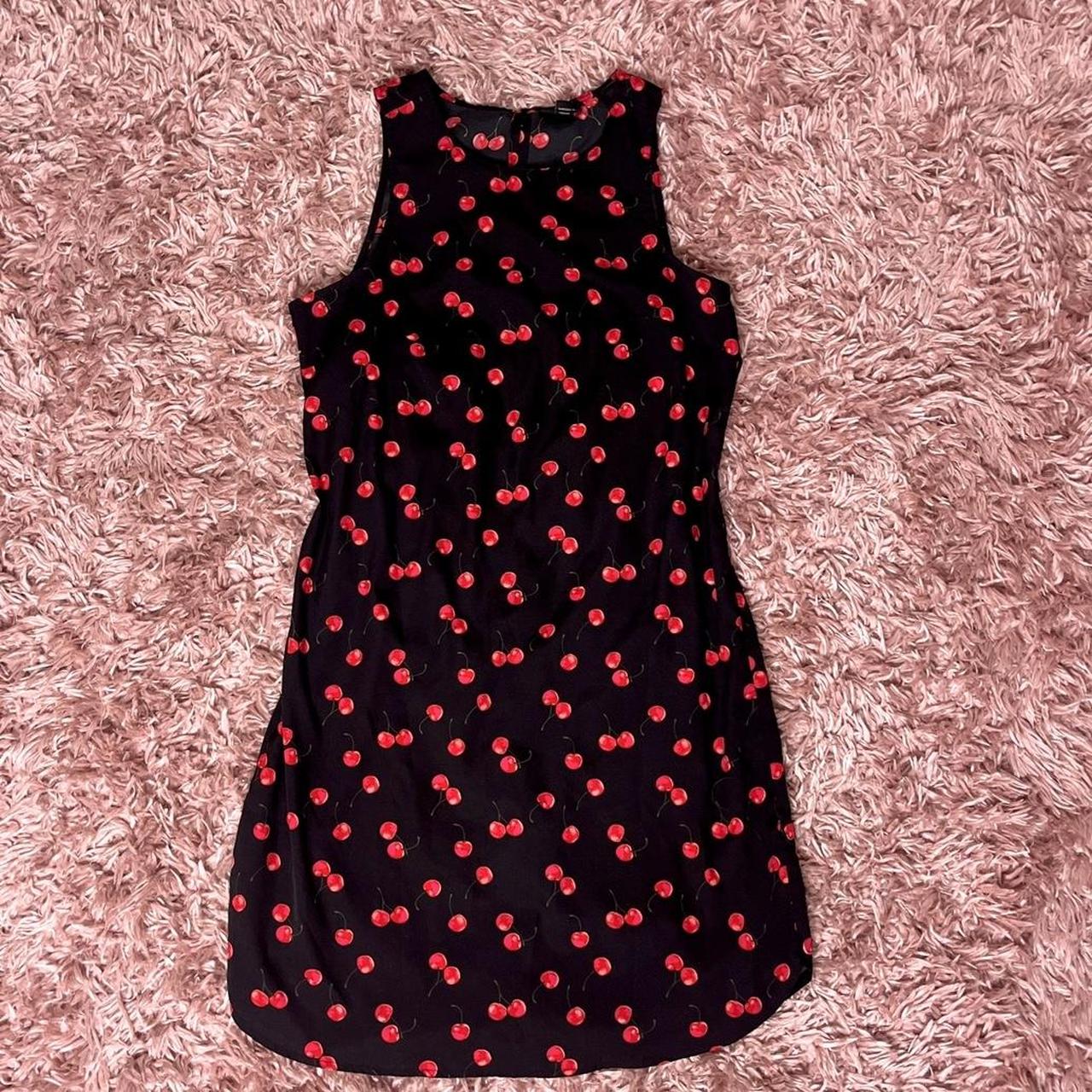 🍒cherry dress🍒 black dress with cherry print. tag... - Depop