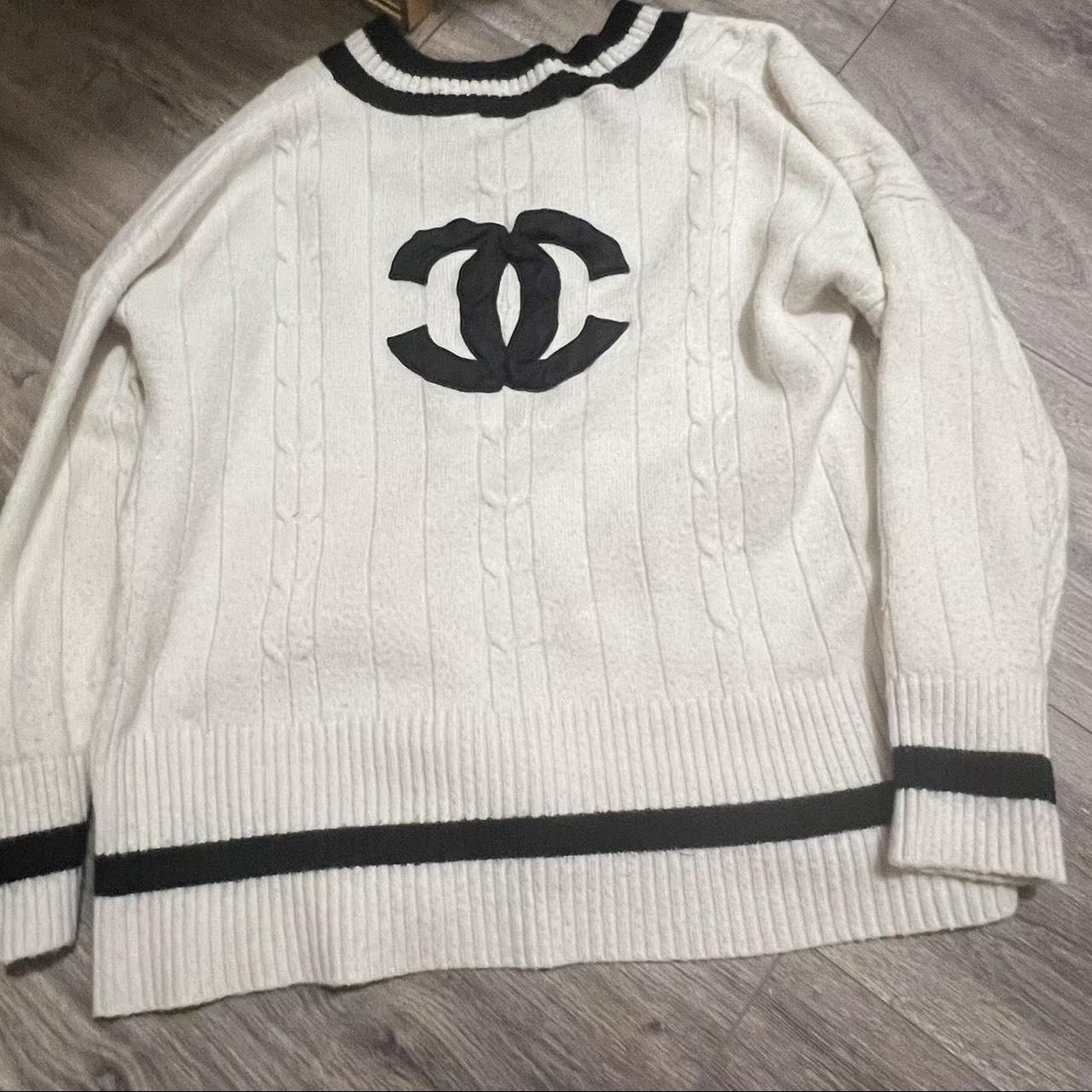 Chanel black and off white sweater preppy Dm me... - Depop