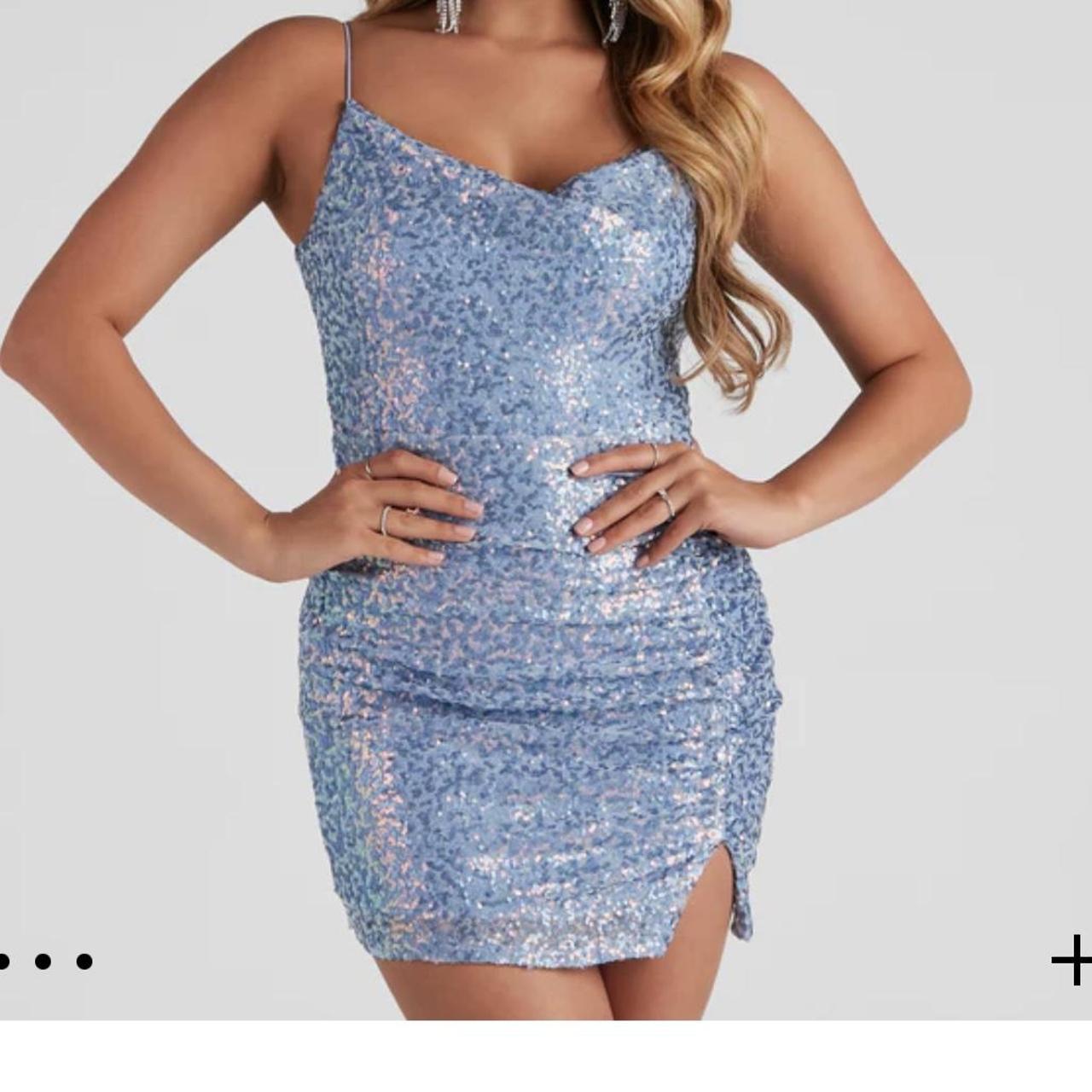 Light blue sequin outlet dress