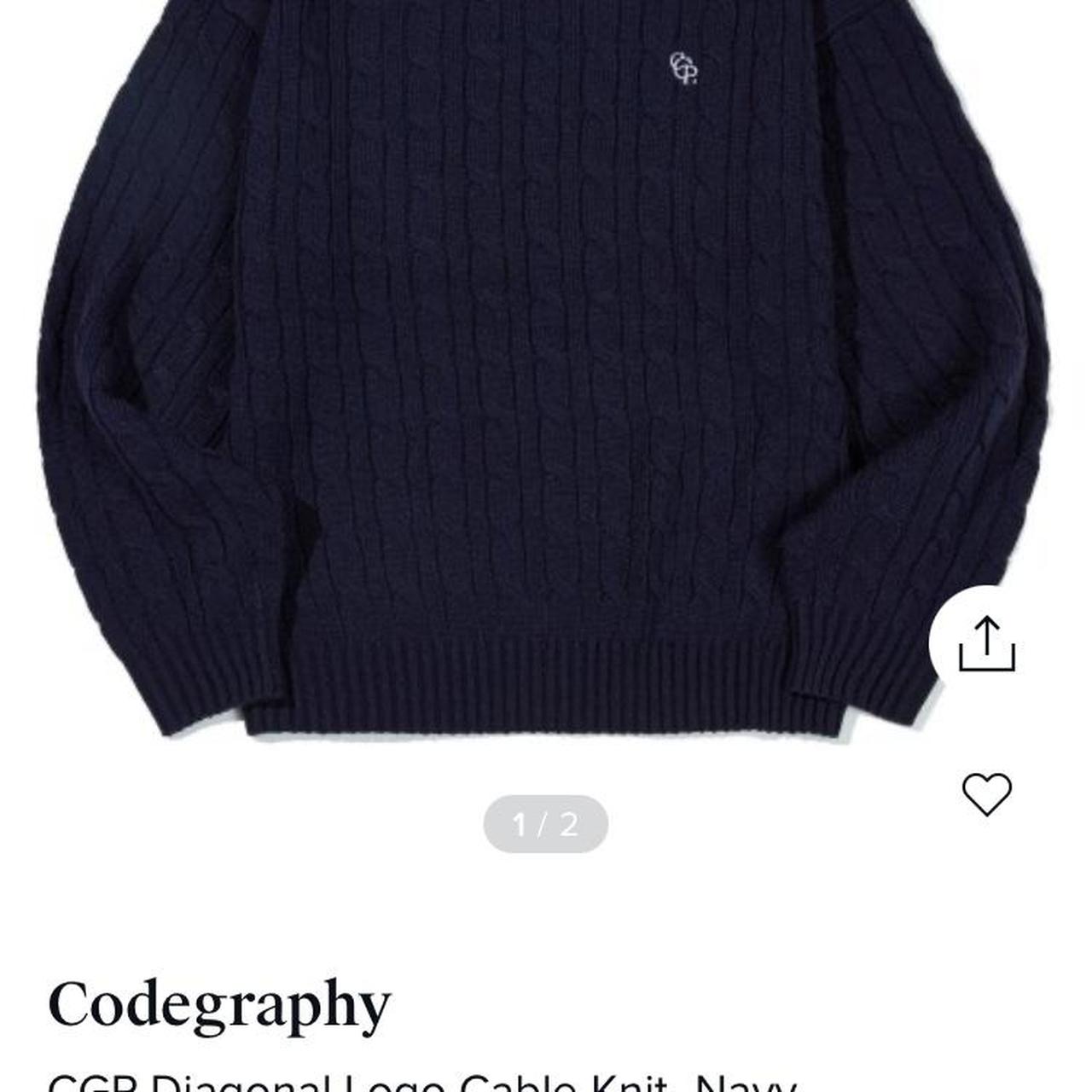 Codegraphy cable knit sweater navy color looks... - Depop