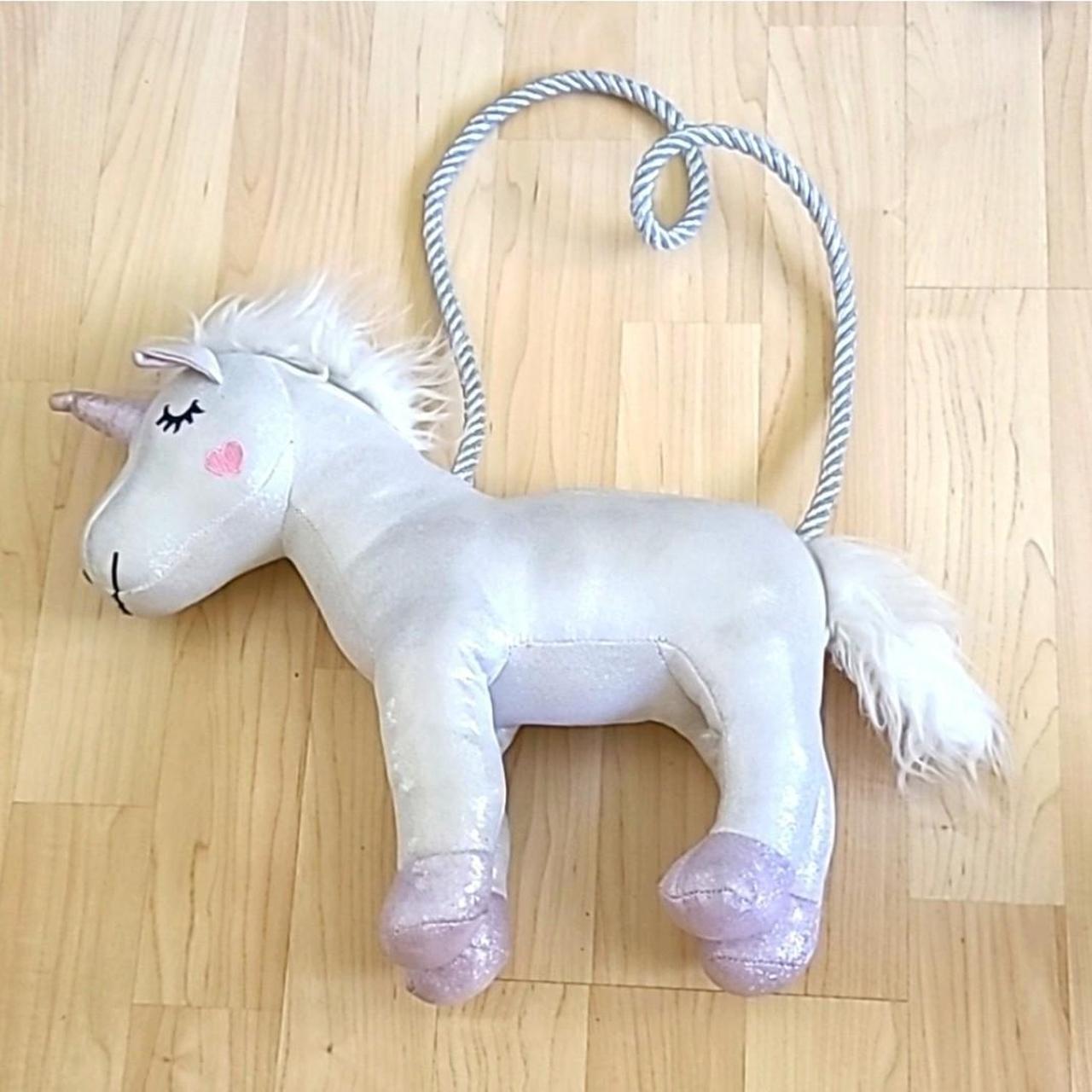 Cotton On Kids Sparkling Gray Unicorn Plush Bag