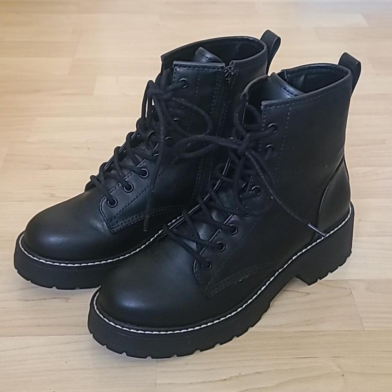 Steve Madden Girl Carra Combat Boots, Black Faux... Depop