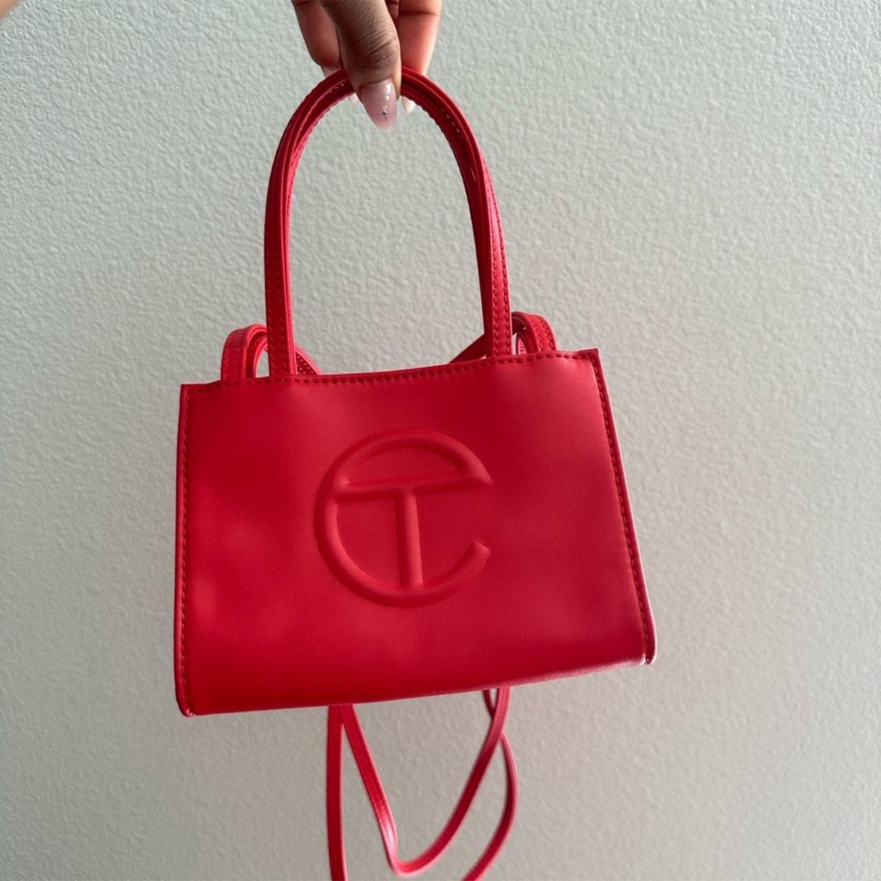 Telfar red mini bag with strap. Never worn! - Depop