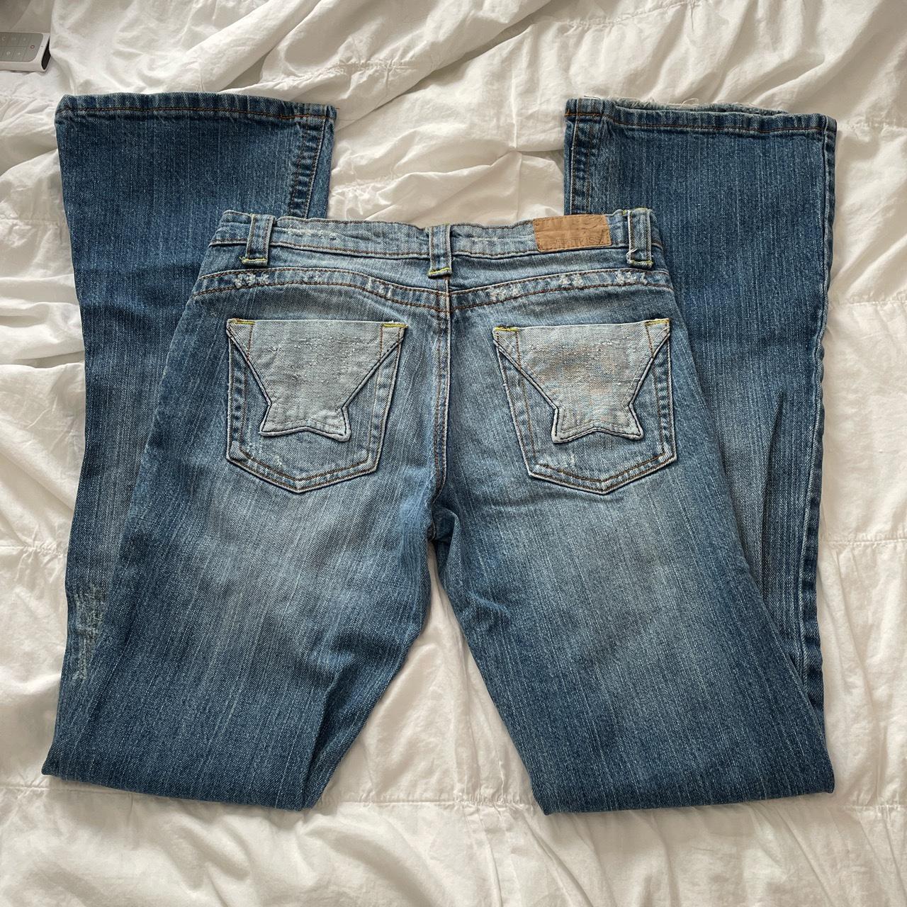 y2k low rise jeans. the star pockets are super cute🌟... - Depop