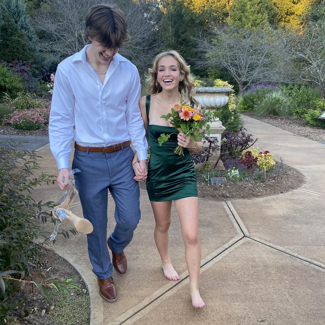 Lucy in the Sky short green dress lucyinthesky... Depop