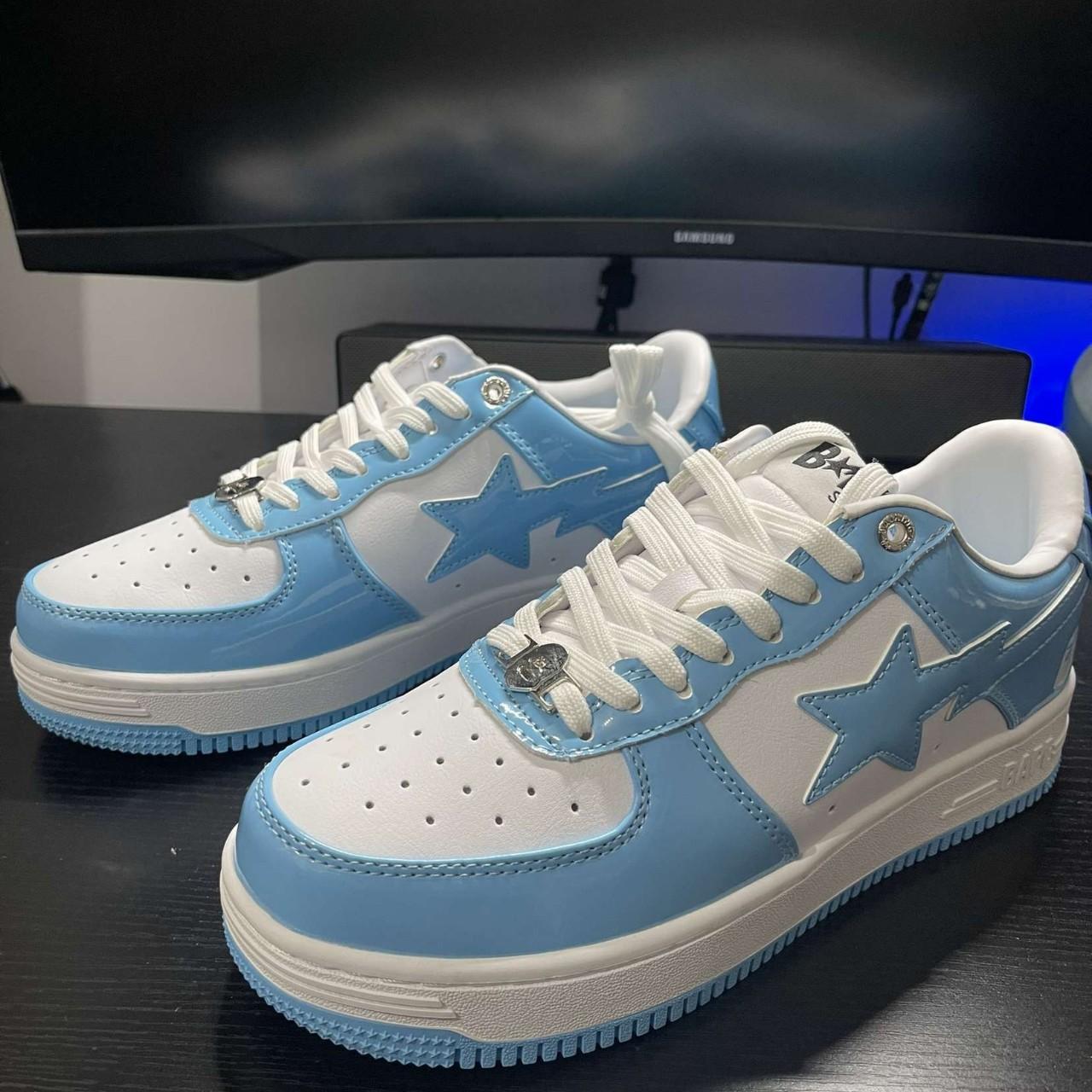 Baby blue Bapestas Never worn With box Size 7.5... - Depop