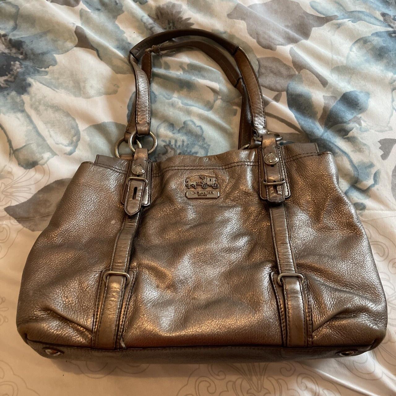 COACH Pewter Madison Mia Soft LEATHER purse TOTE - Depop