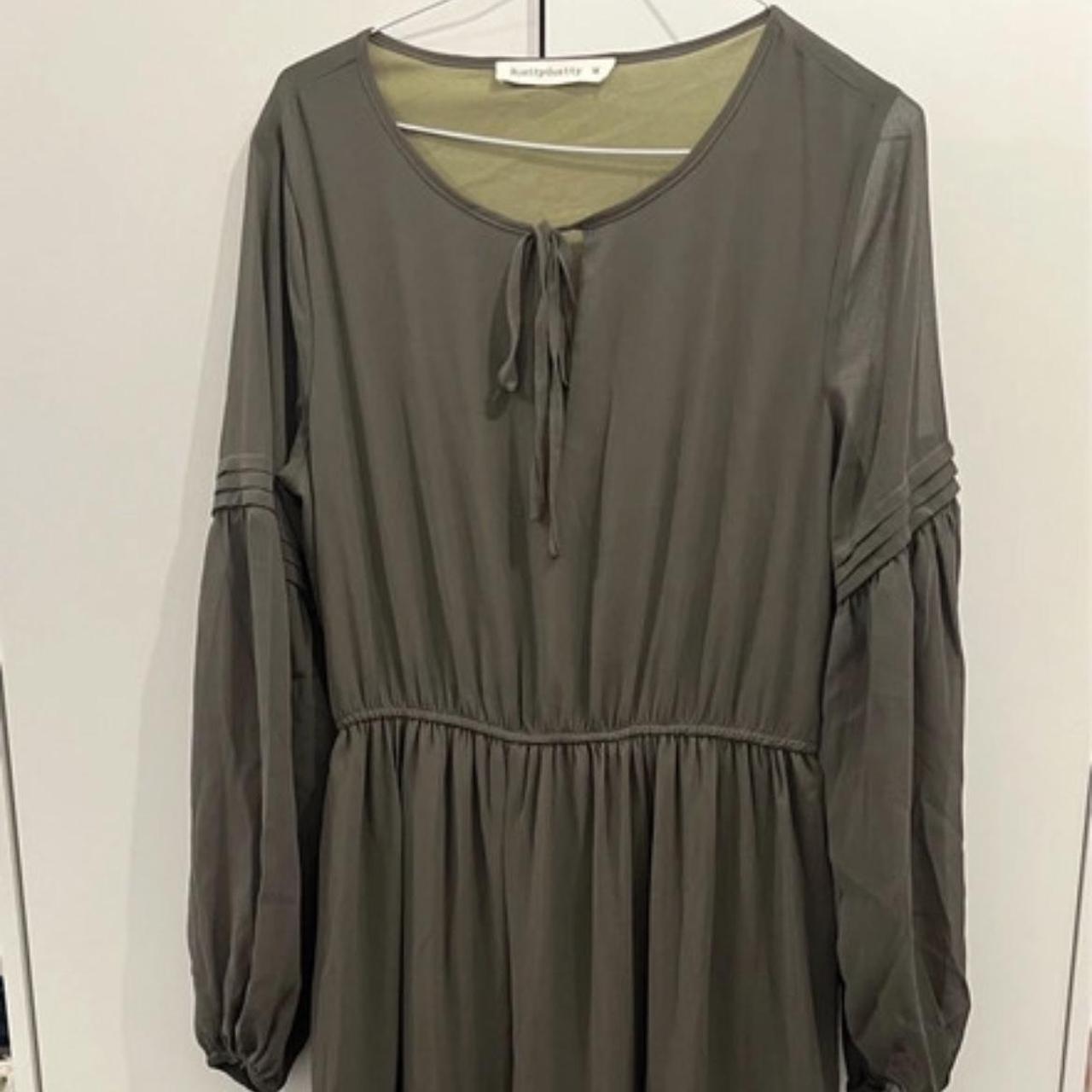 Khaki green dress in size medium brand new! Ruffle... - Depop