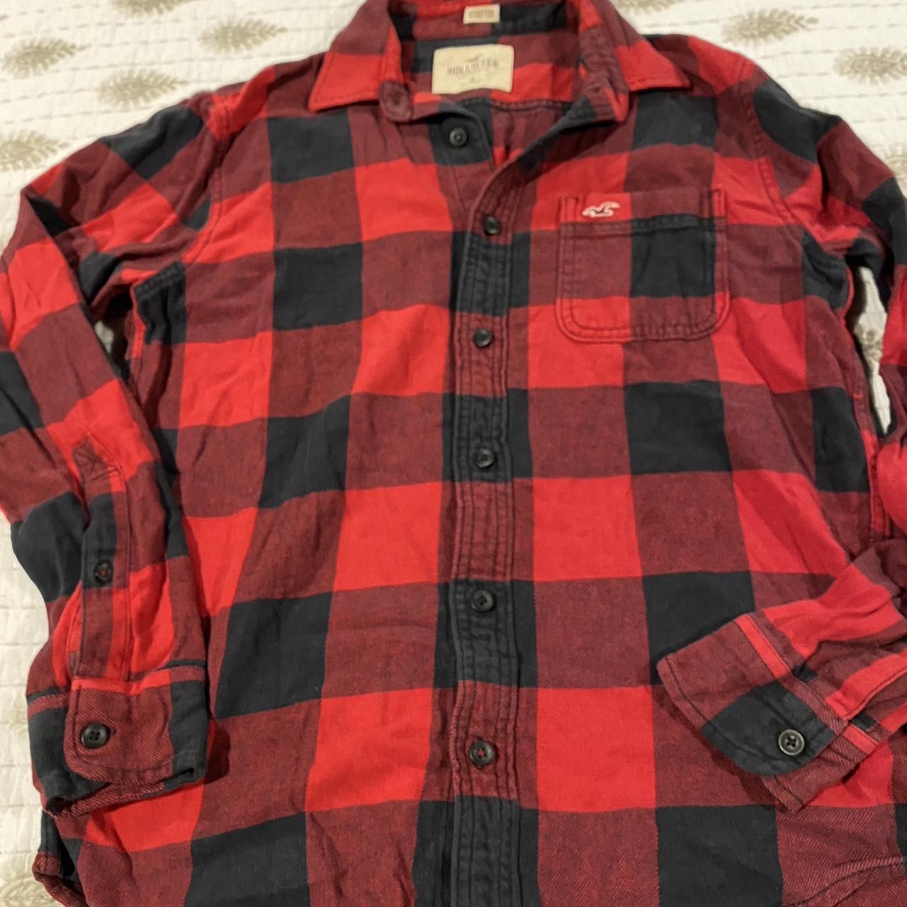 Red and black flannel shirt Sz M Hollister flannel. Depop