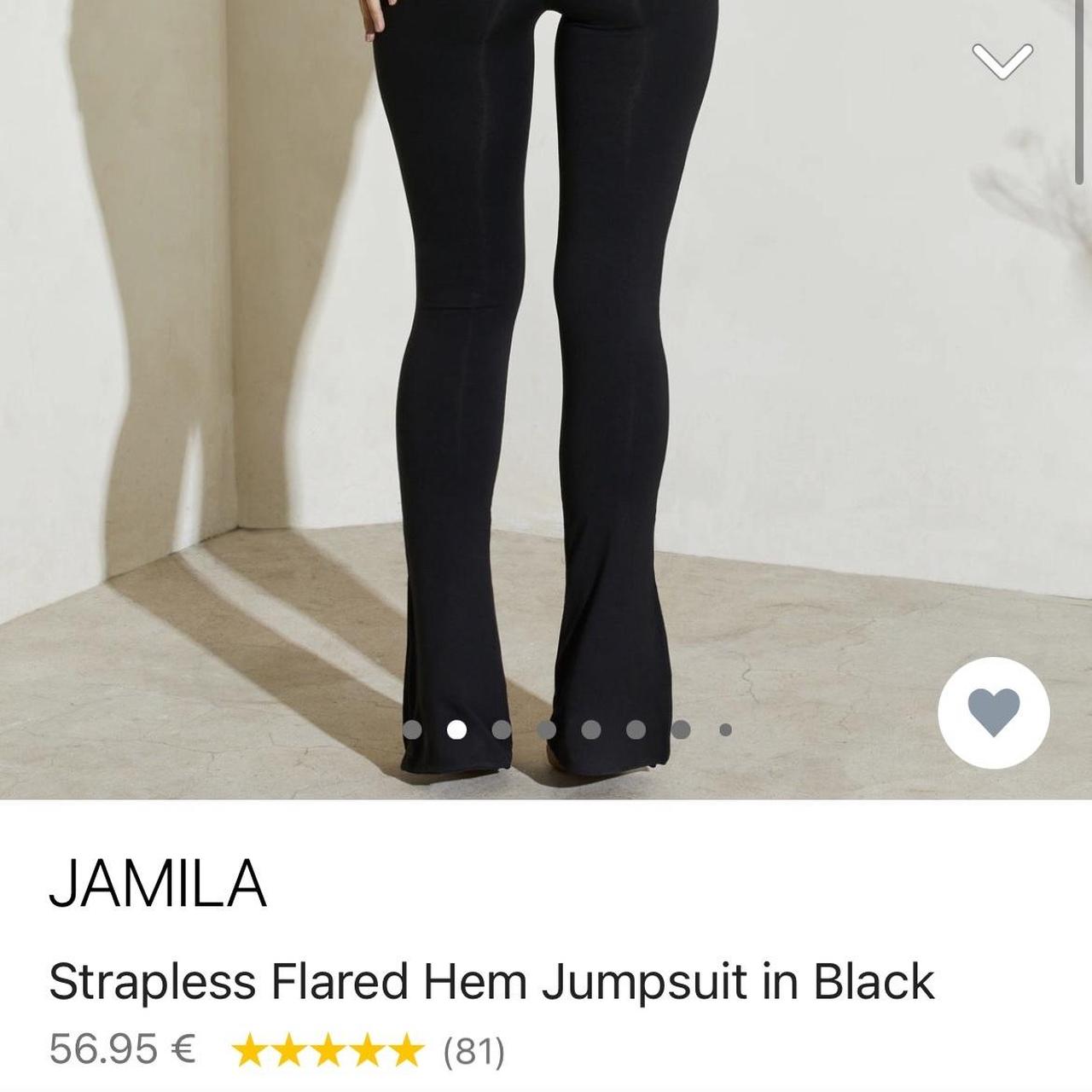 Strapless Flared Hem Jumpsuit in Black