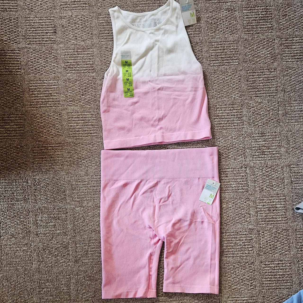 Primark pink seamless crop top and cycling shorts - Depop