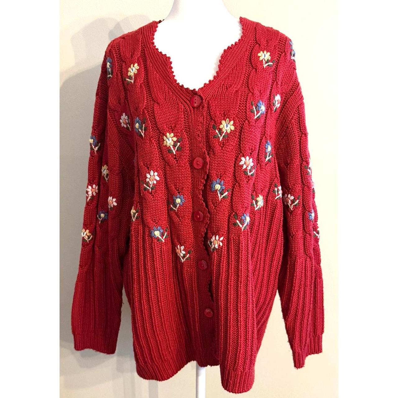 Source Unknown Women's Sweater - Red/Multi - XL –… - image 1
