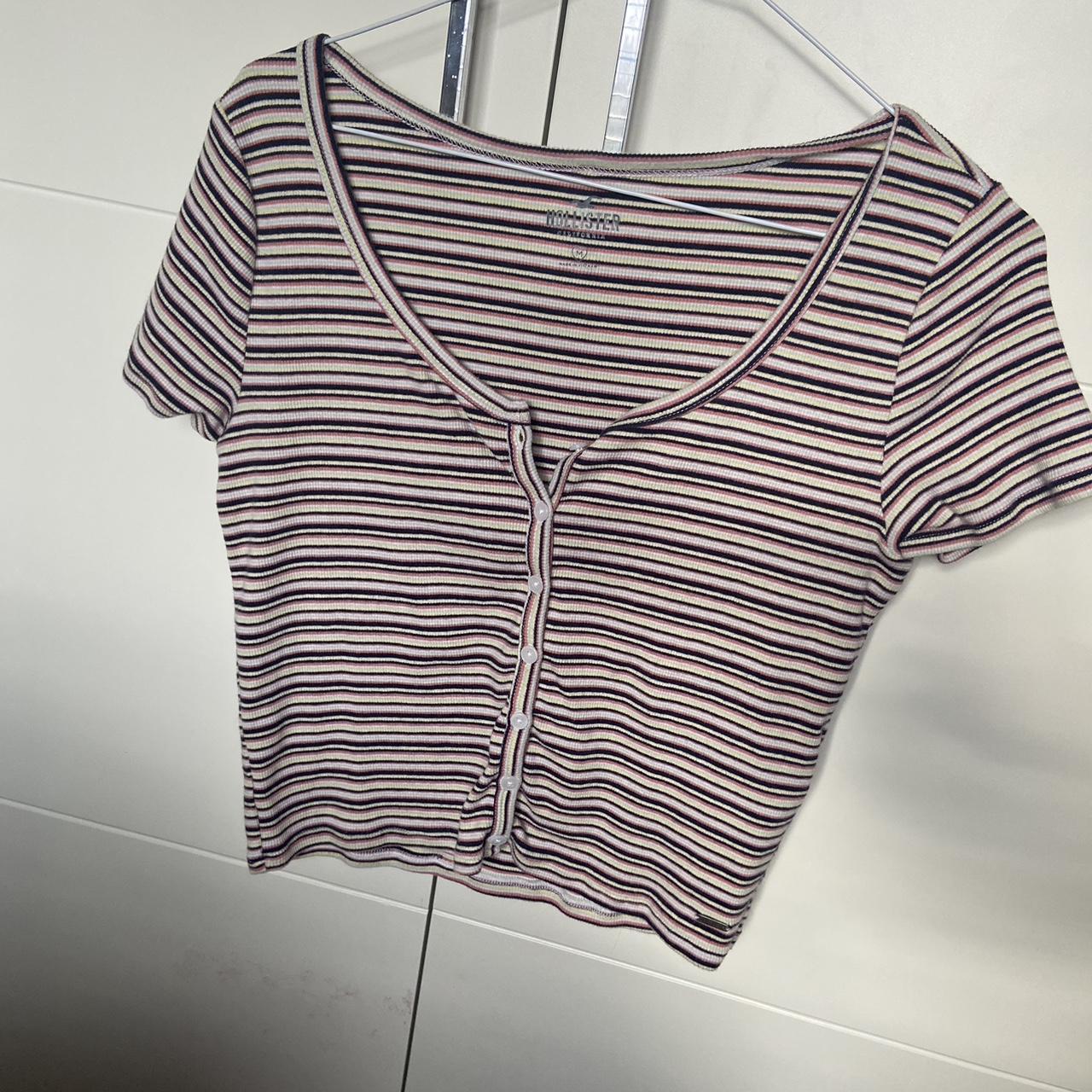 Hollister Women's Striped Button Up Shirt Size - Depop