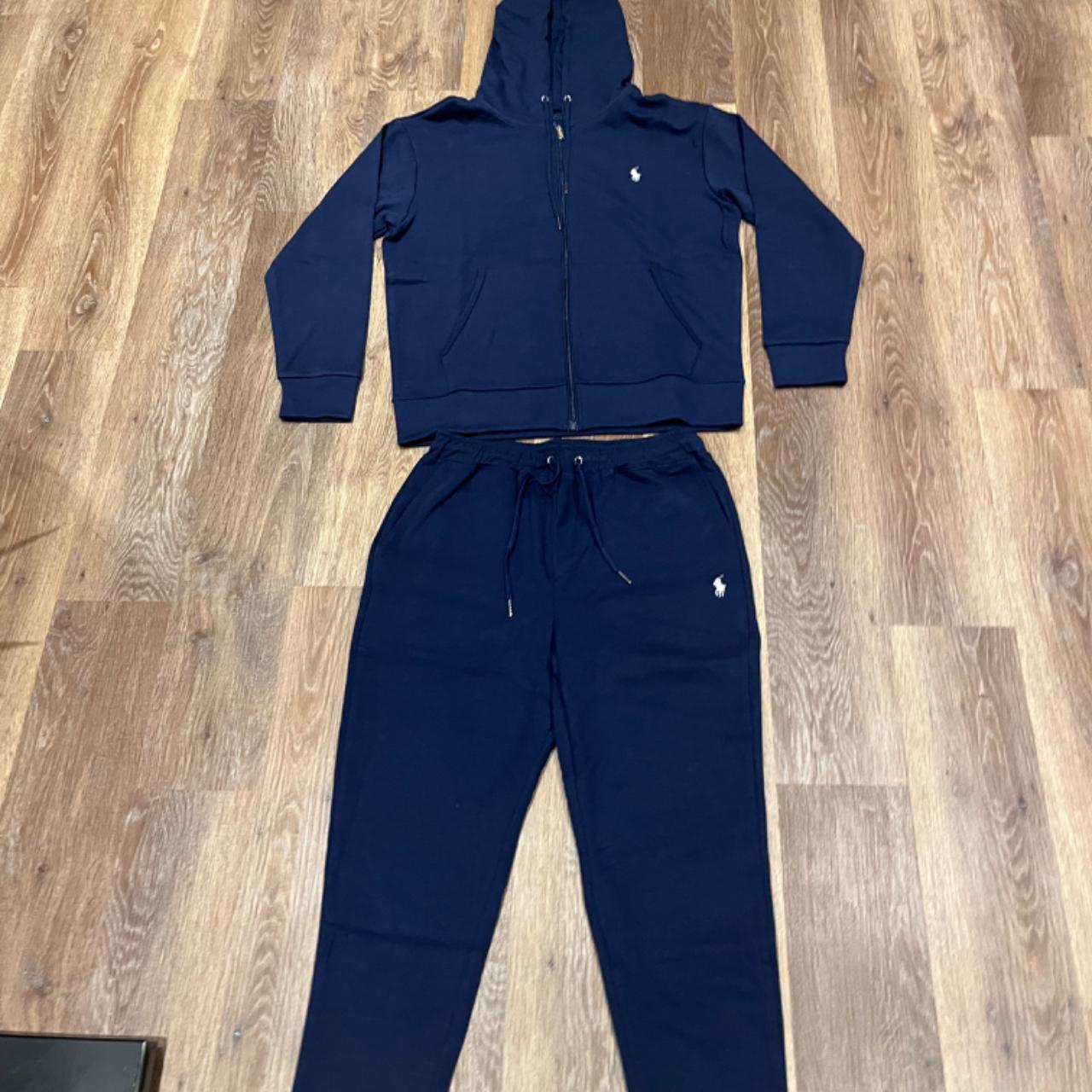 Blue Ralph Lauren Tracksuit Hoodie and Joggers 1... - Depop