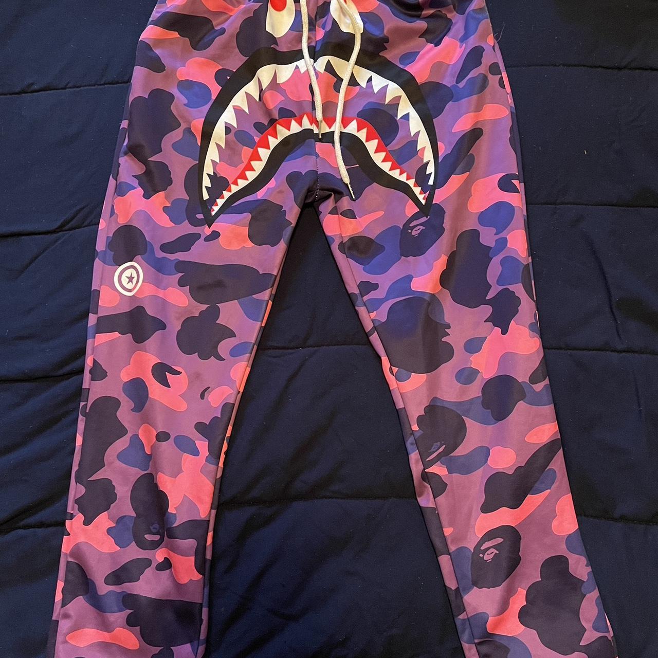 Purple and pink camouflage Bape joggers Depop