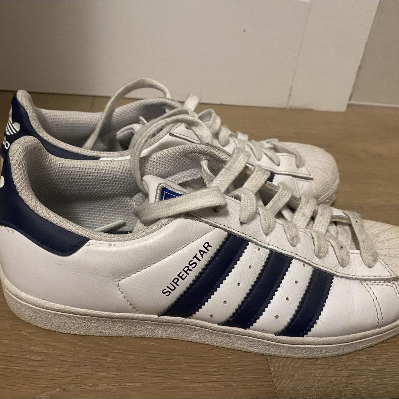 Adidas Superstar - Navy - Lightly Used - Size 7.5 Mens - Depop