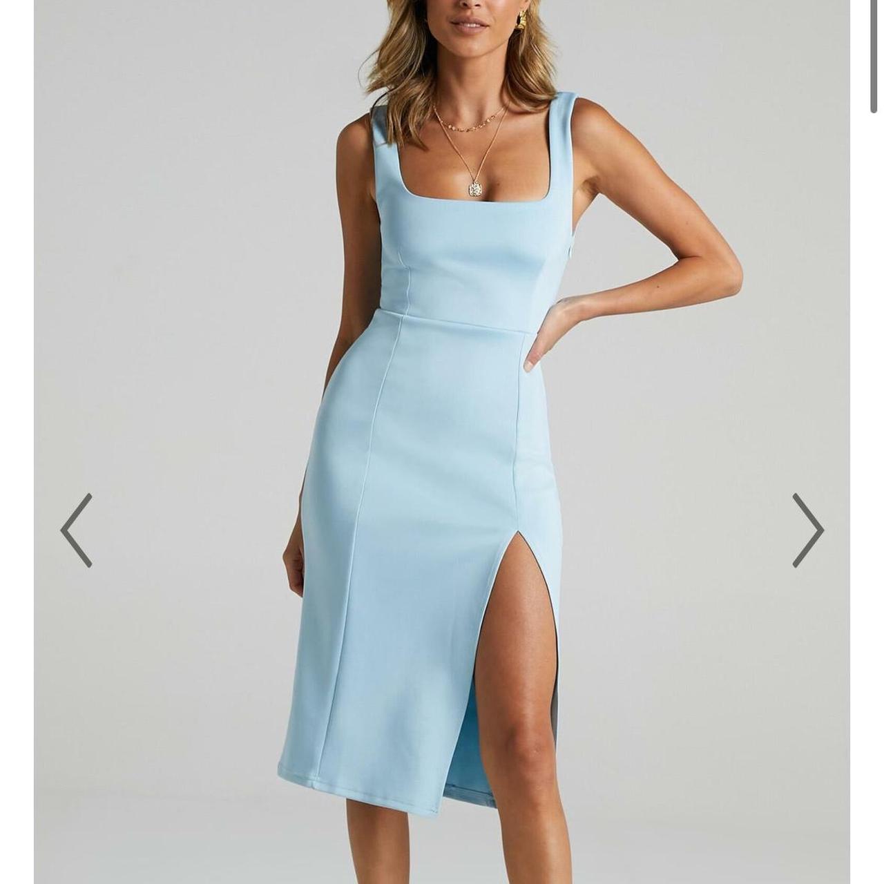 Showpo Mini Love Square Neck Split Midi Dress in... - Depop