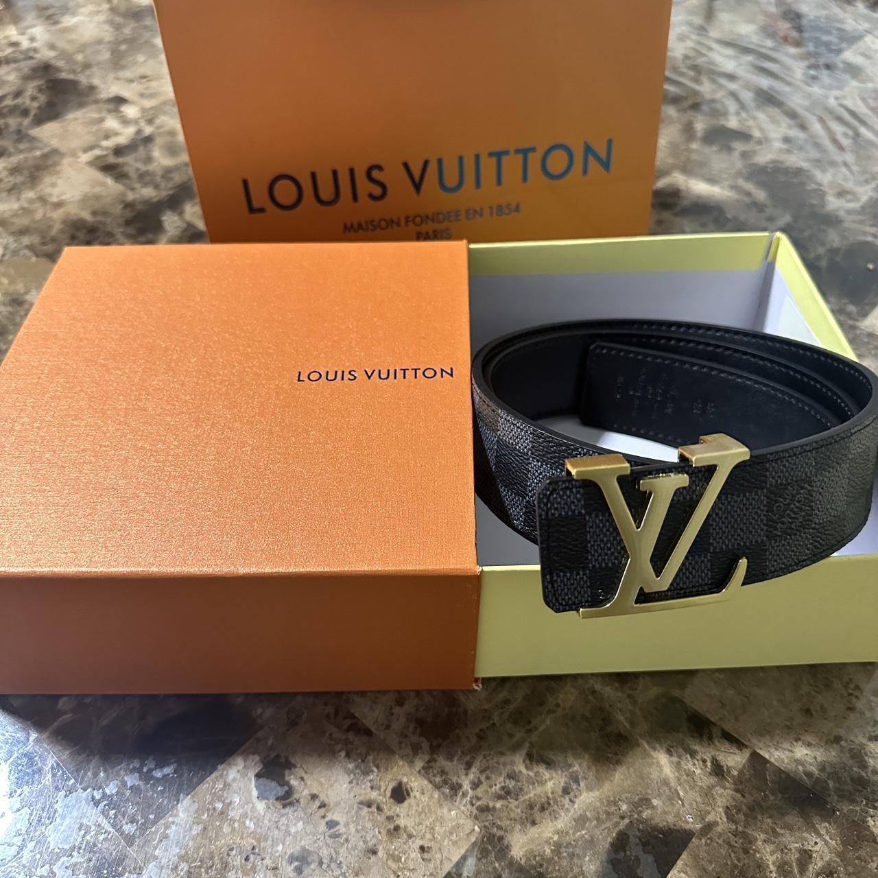 Matte Black Louis Vuitton Belt 42cm Thick Leather - Depop