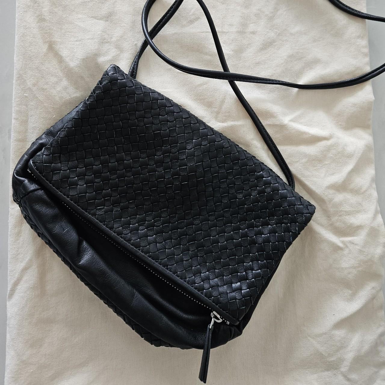 COS Woven Leather Cross Body Bag in BLACK Brand | Depop