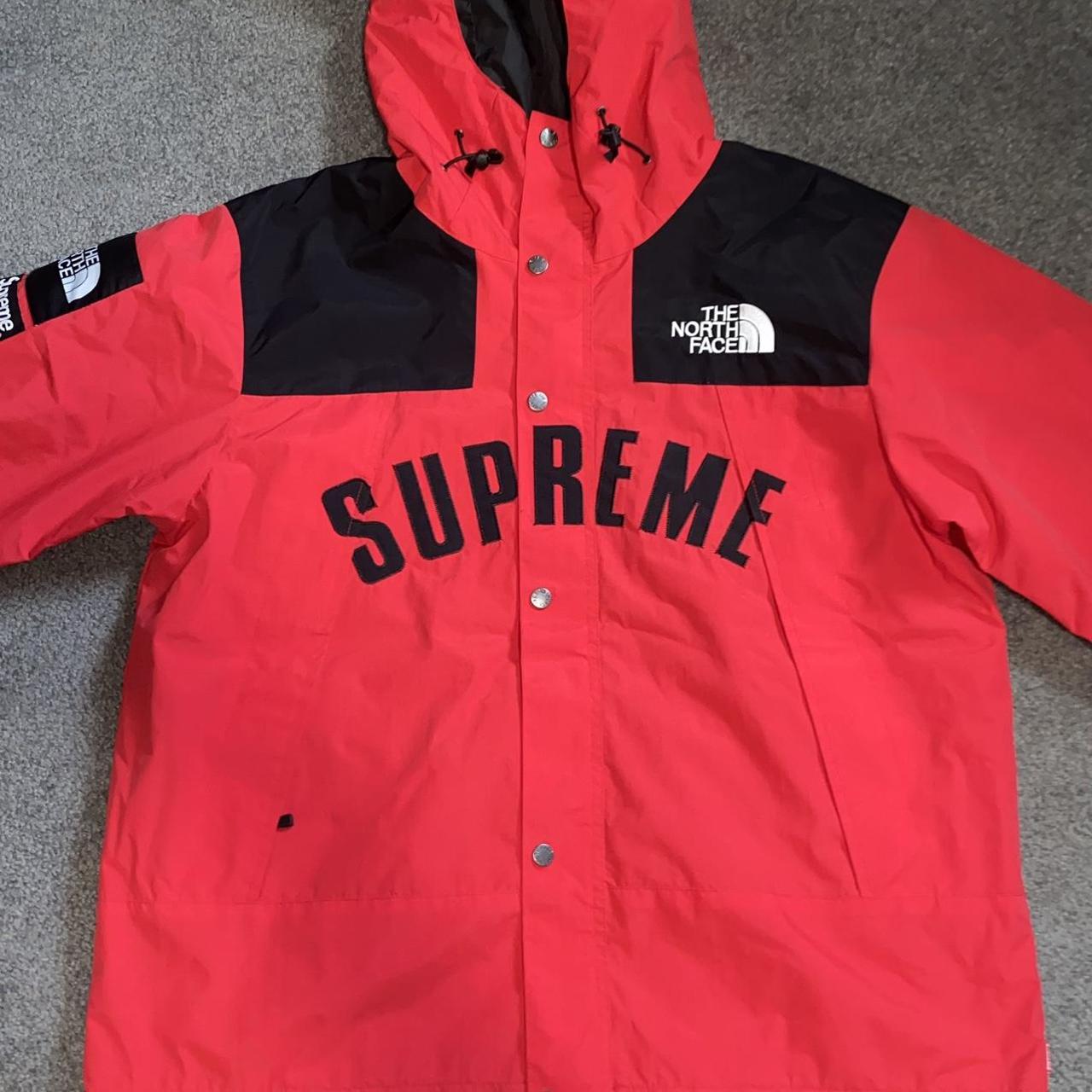 Supreme X NorthFace Collab Jacket Red with Arc... - Depop