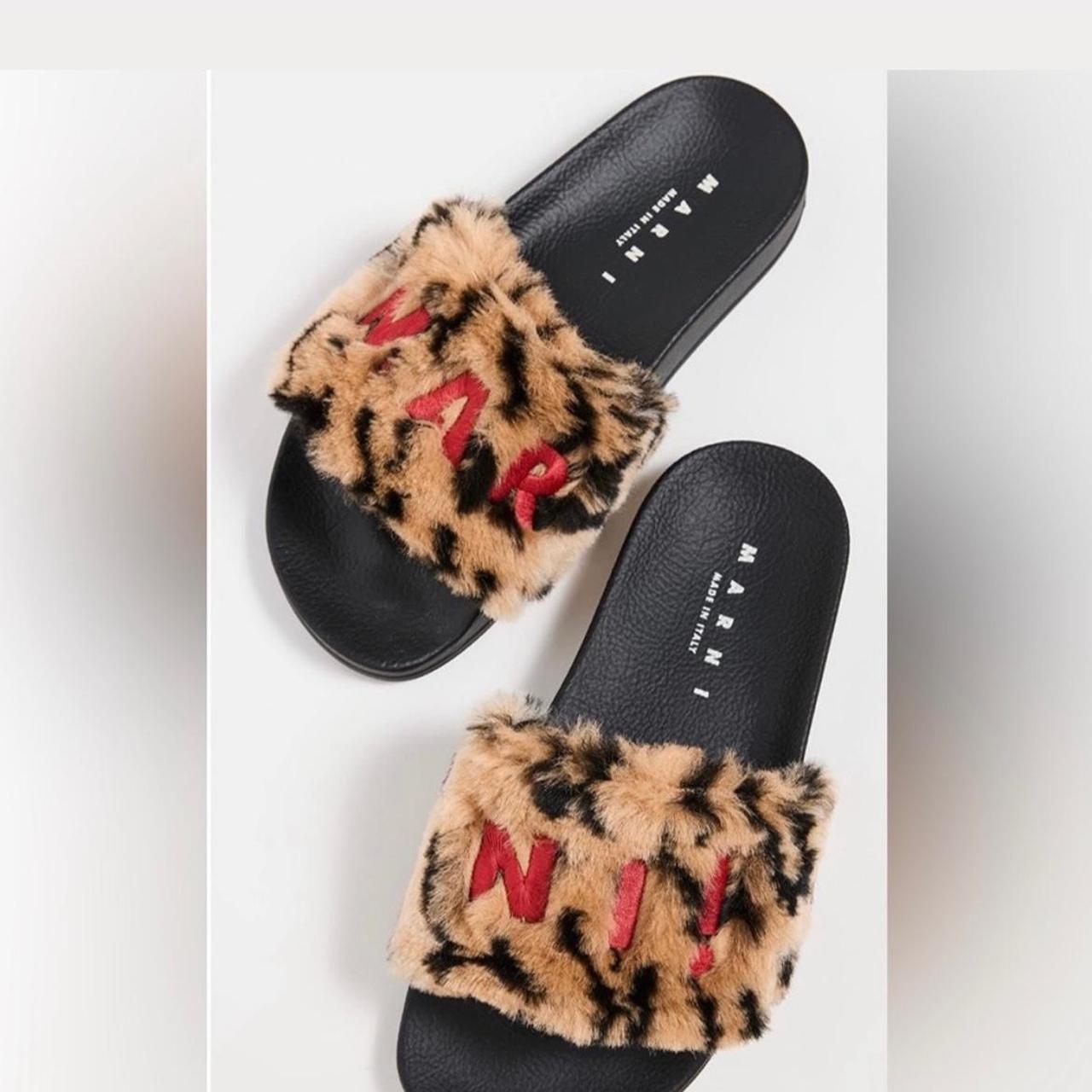 Marni Women's Brown and Black Slides Depop