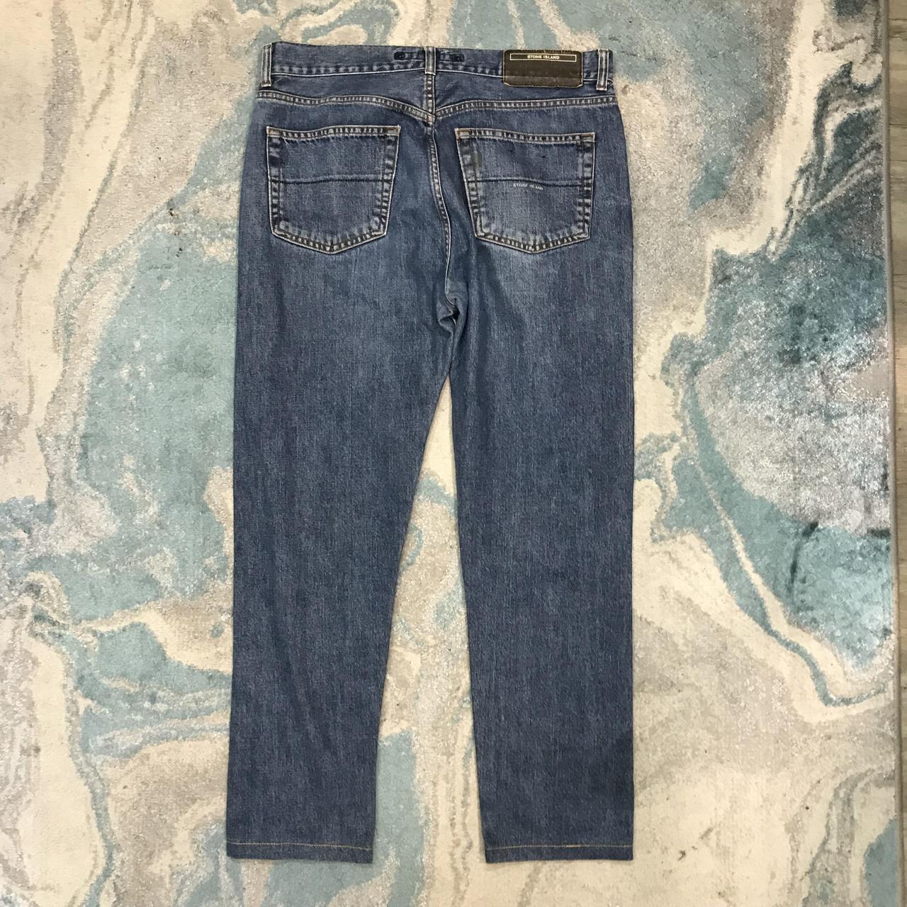 Vintage 00s Blue Stone Island Denim Tapered Leg - Depop