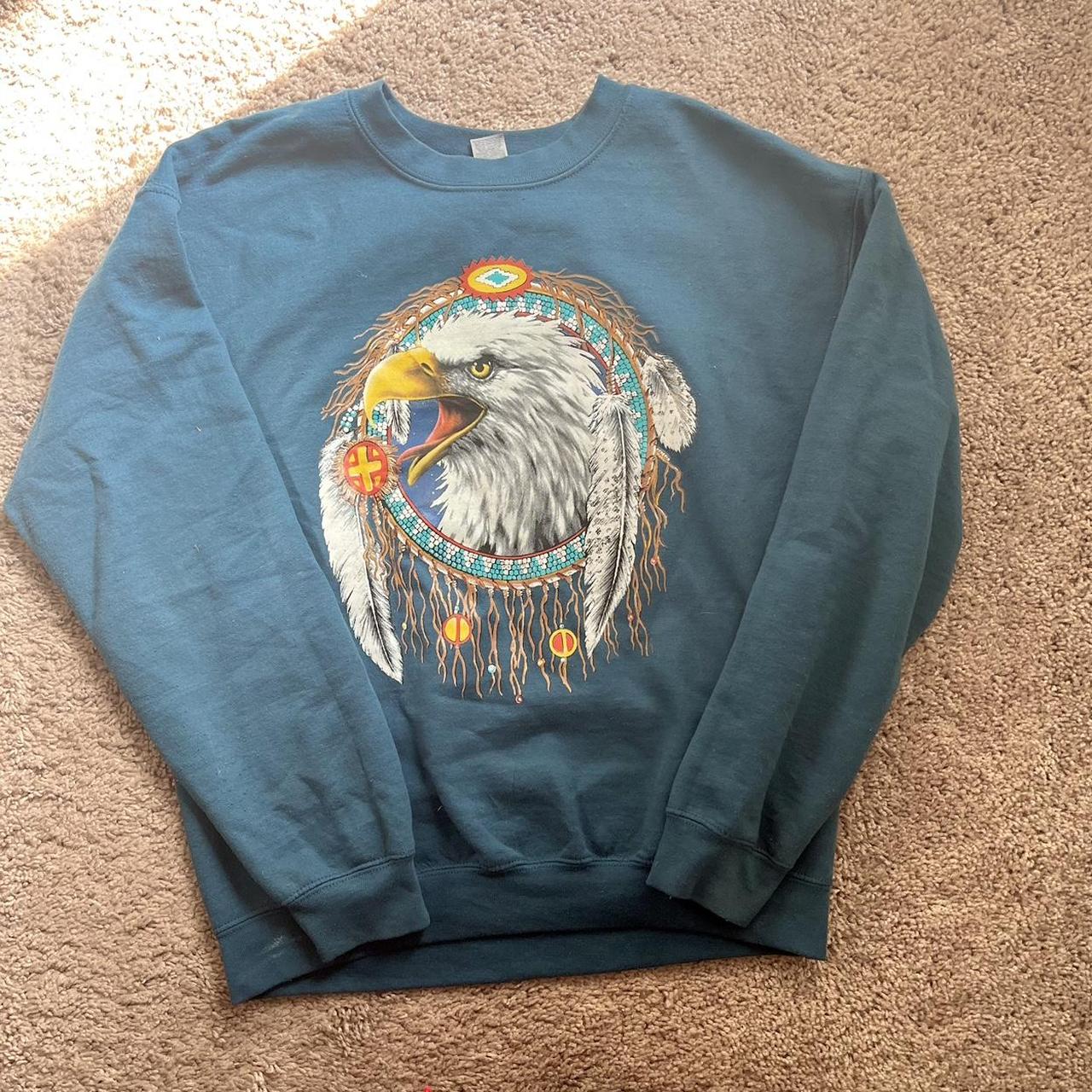Native American bald eagle sweatshirt pullover. Crew... - Depop