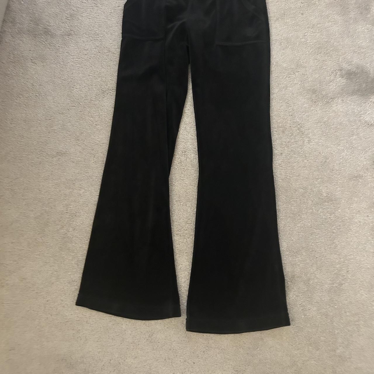 Black juicy couture flared trousers with rinestone back - Depop