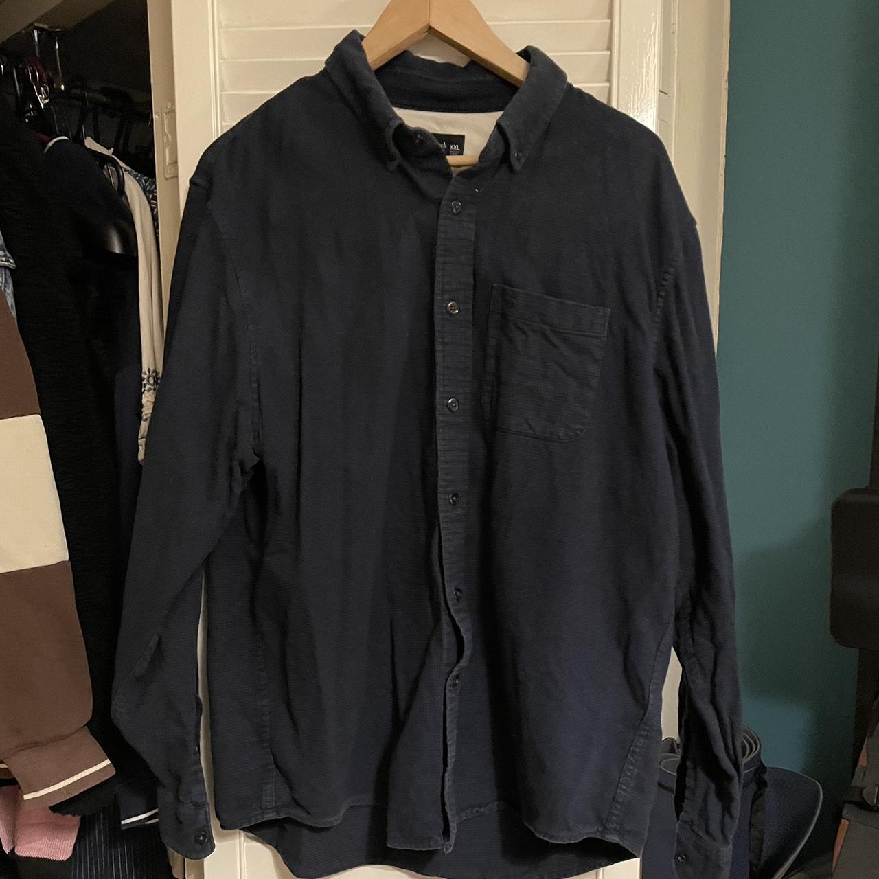 Men’s Abercrombie and fitch flannel shirt navy xxl - Depop