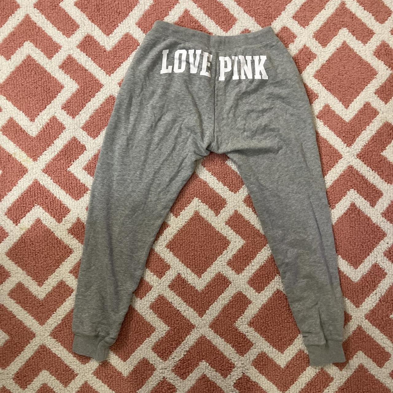 VS pink gray sweat pants with pockets and “love - Depop