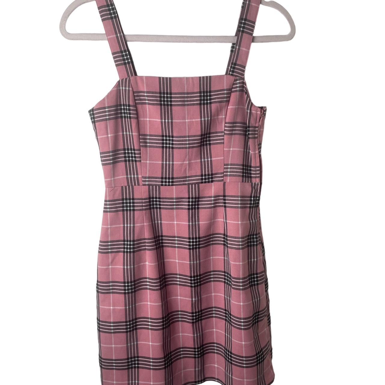 H&m pink 2024 plaid dress