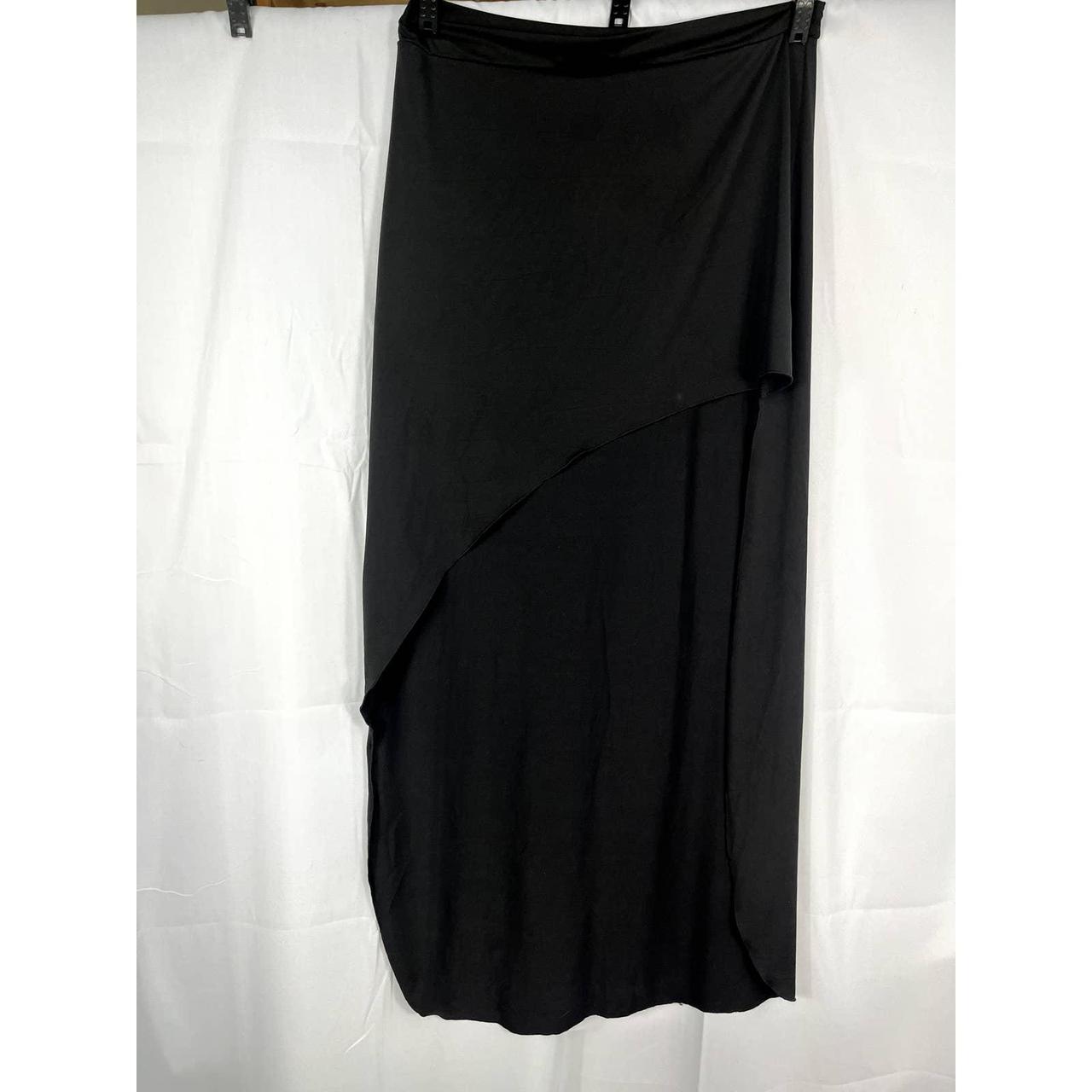 Finejo Woman's Black A-line Skirt High open Front... - Depop
