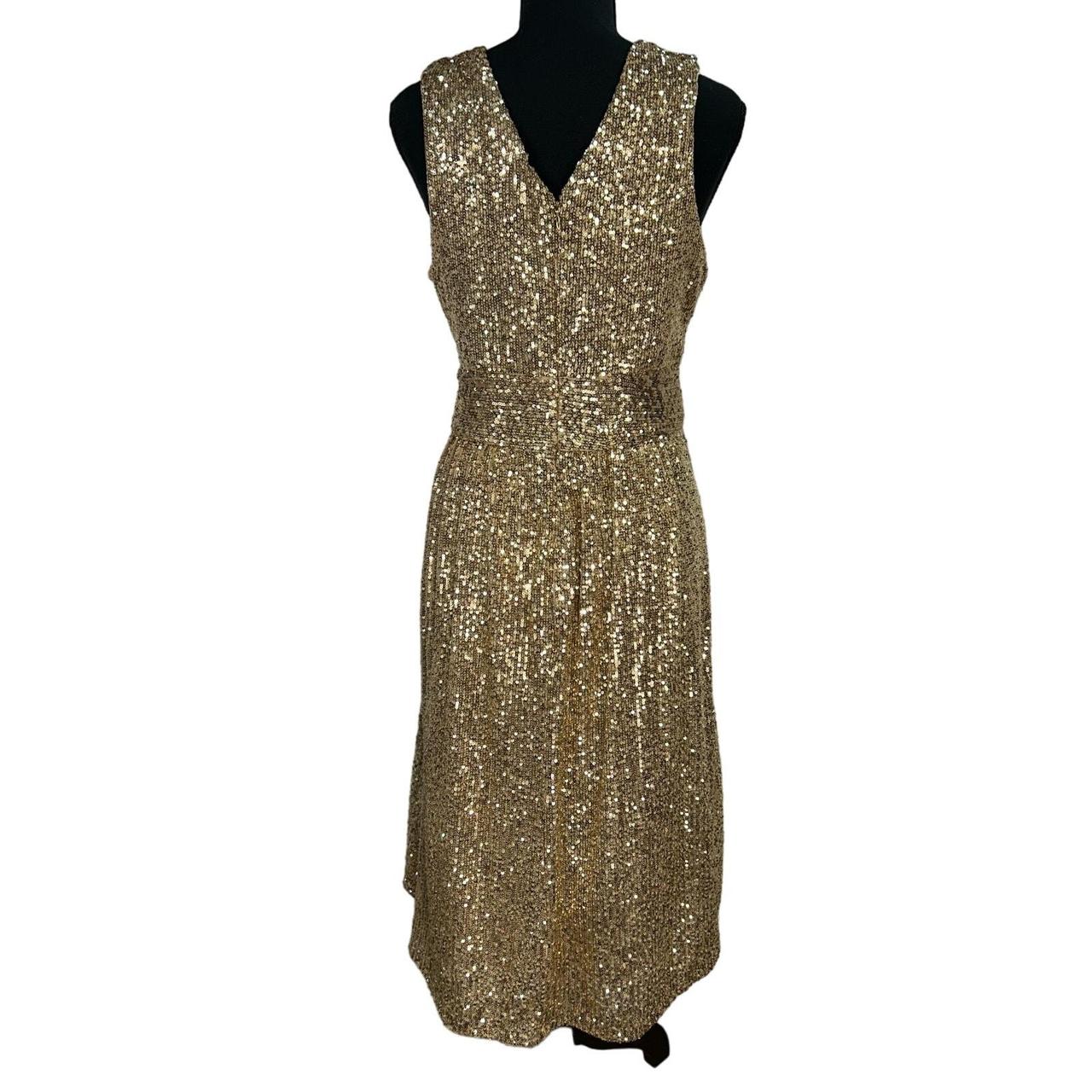 NWOT DRAPER JAMES RSVP GOLD SEQUIN MIDI DRESS WITH. Depop