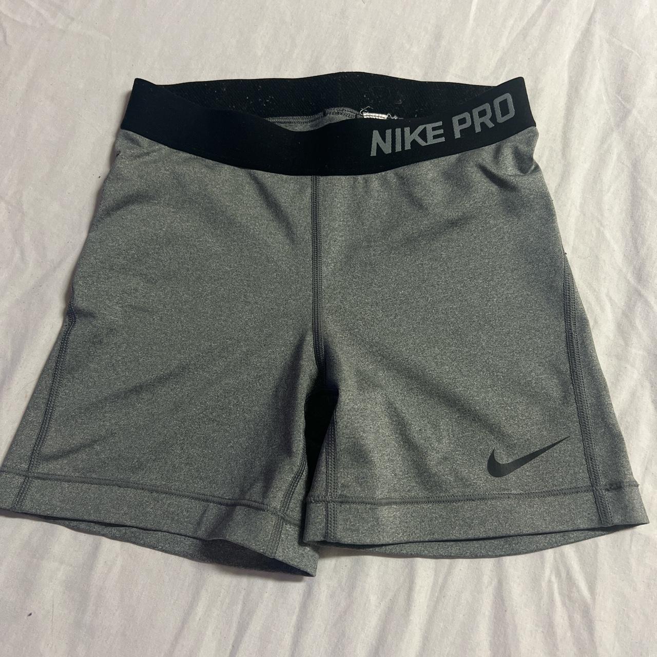 Nike pro shorts, gray, size S, good condition,... - Depop