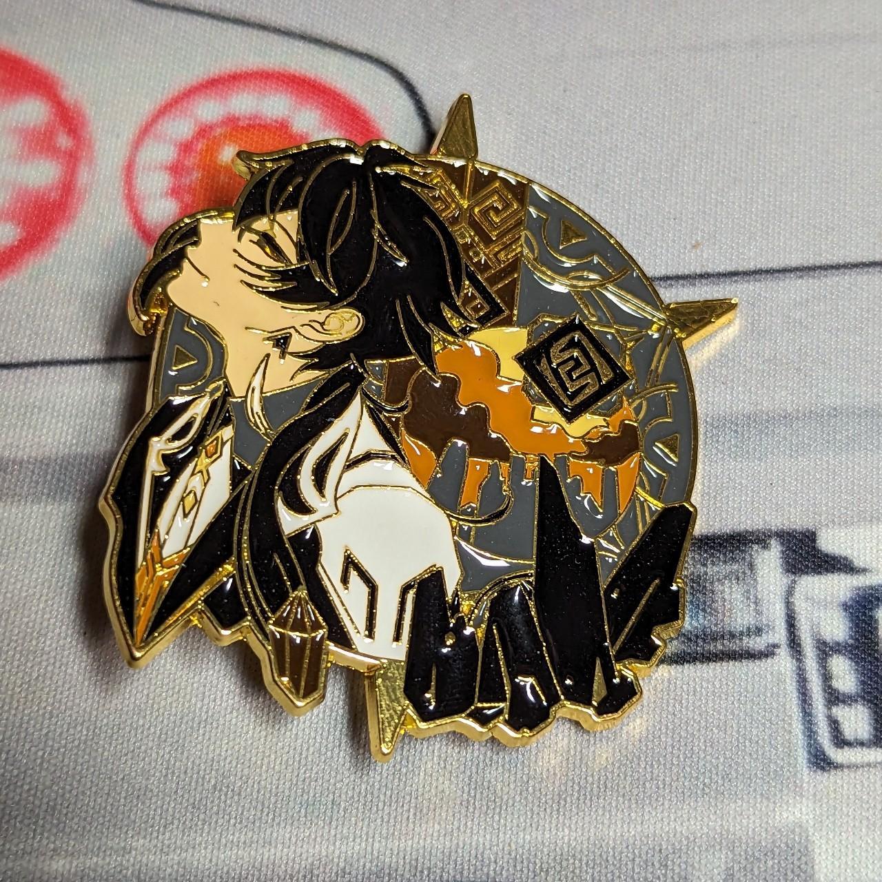 Enamel Pin Genshin Impact: Zhongli Black light... - Depop