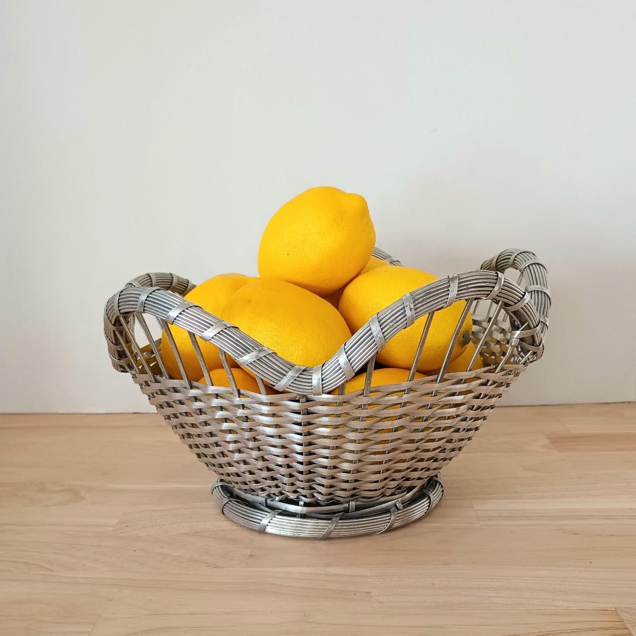 Vintage Silver popular Toned Large Basket