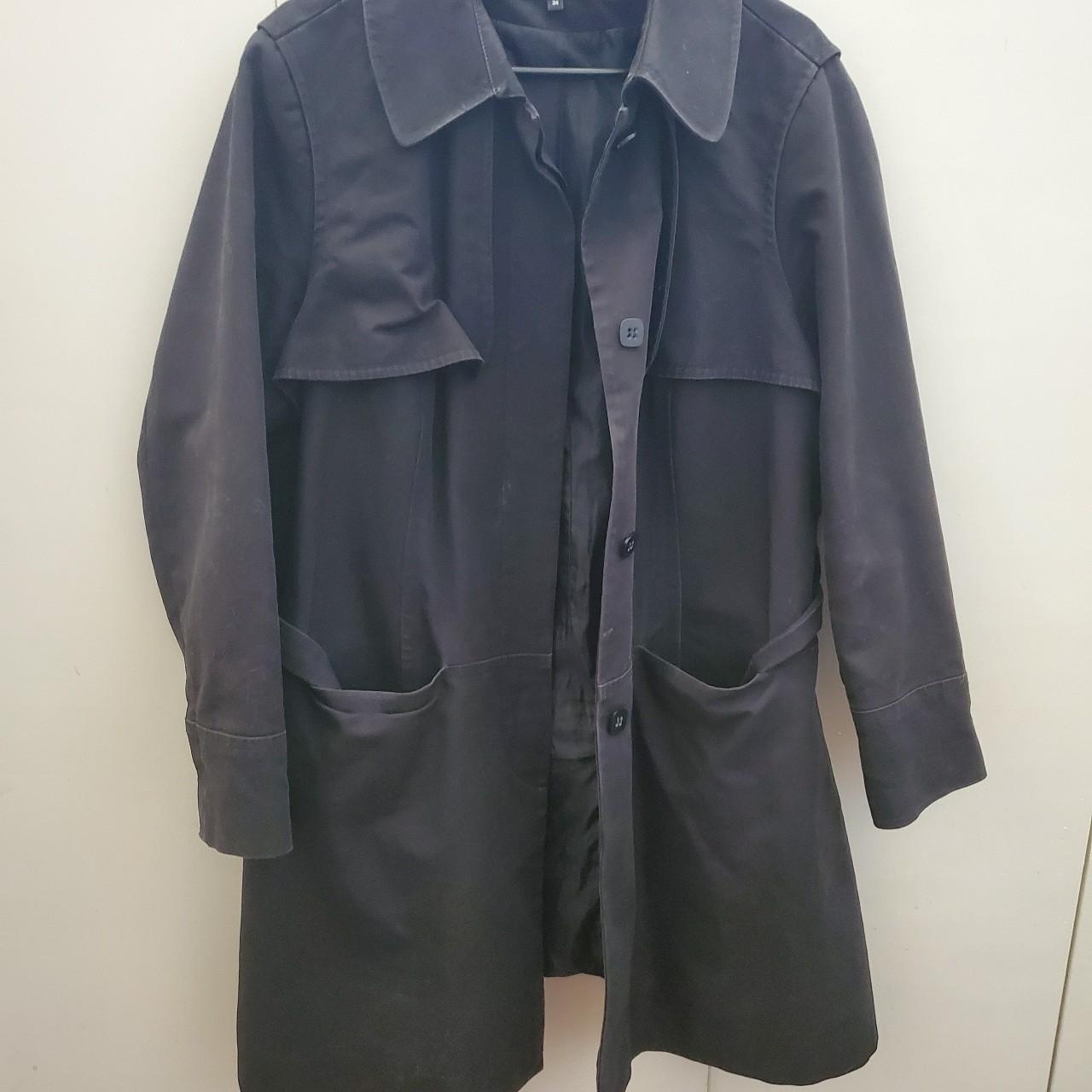 A Marks and Spencer black trench coat in Good Used... - Depop