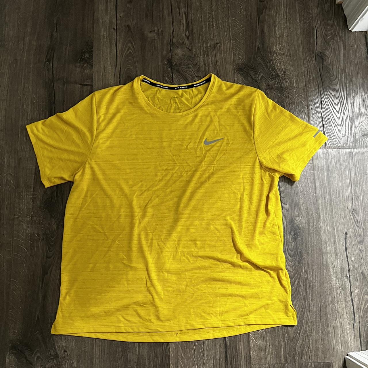 Yellow dri-fit nike running shirt L - Depop