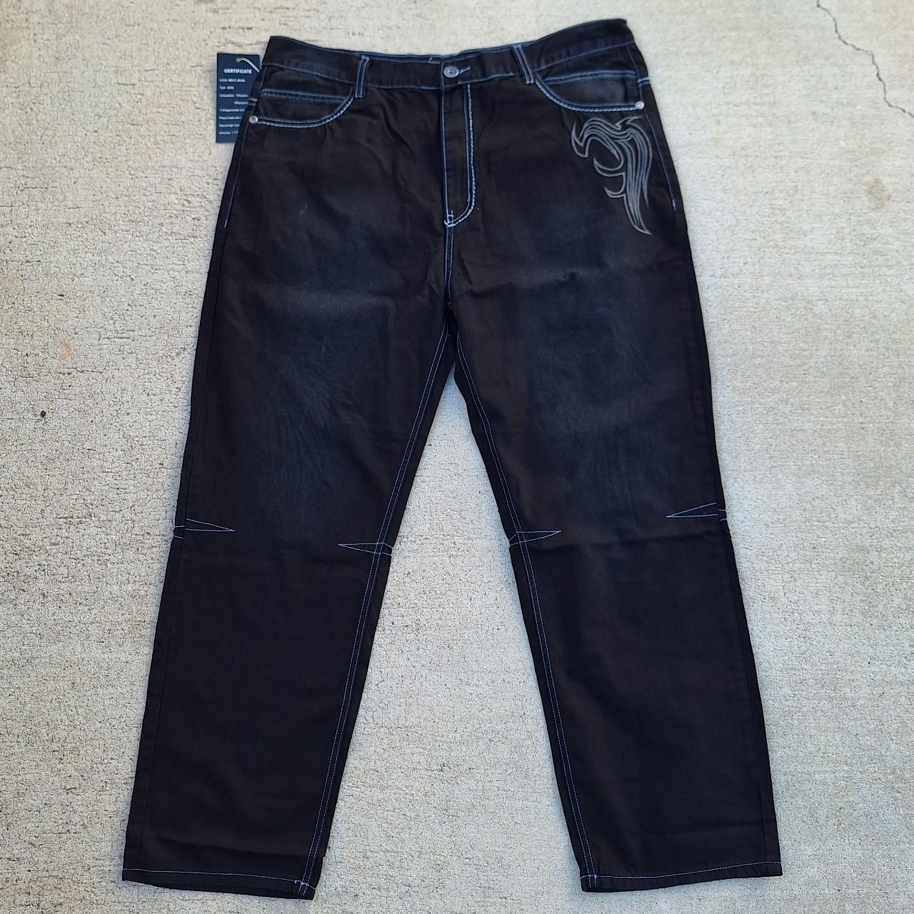 Y2k Streetwear Jean's Black denim Embellished with... - Depop