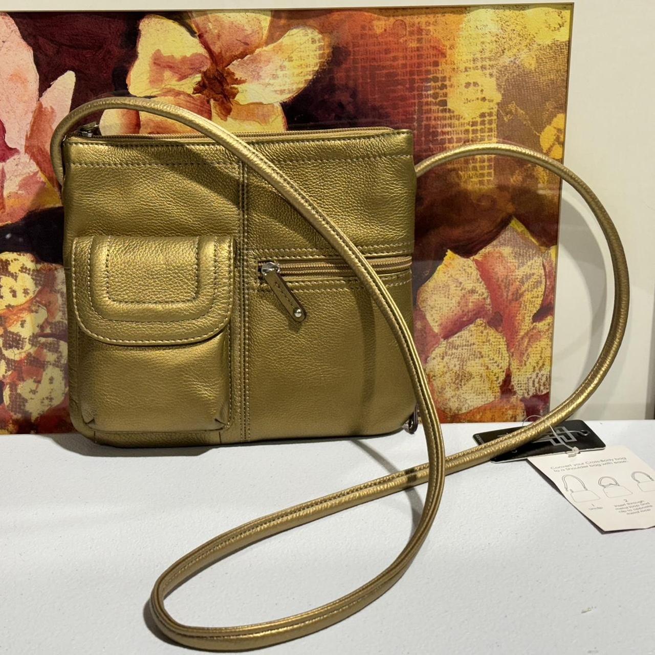 Vintage Leather Gold Tignanello Crossbody handbag. Depop