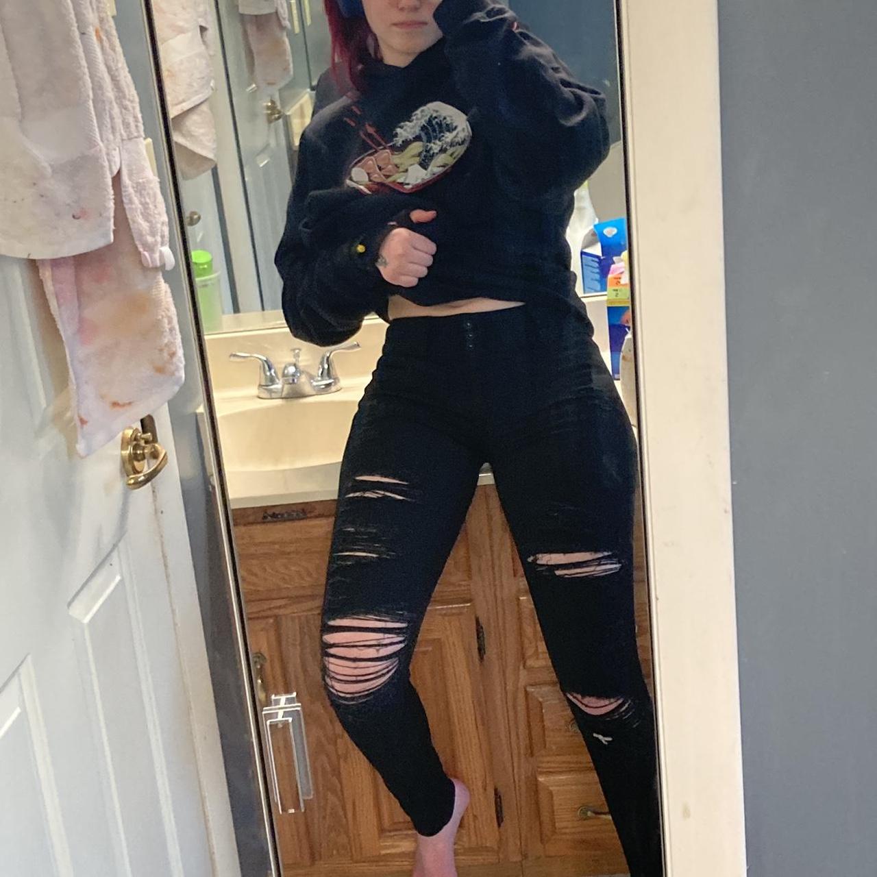 Black heart high rise skinny jeans -size 5 - never... - Depop