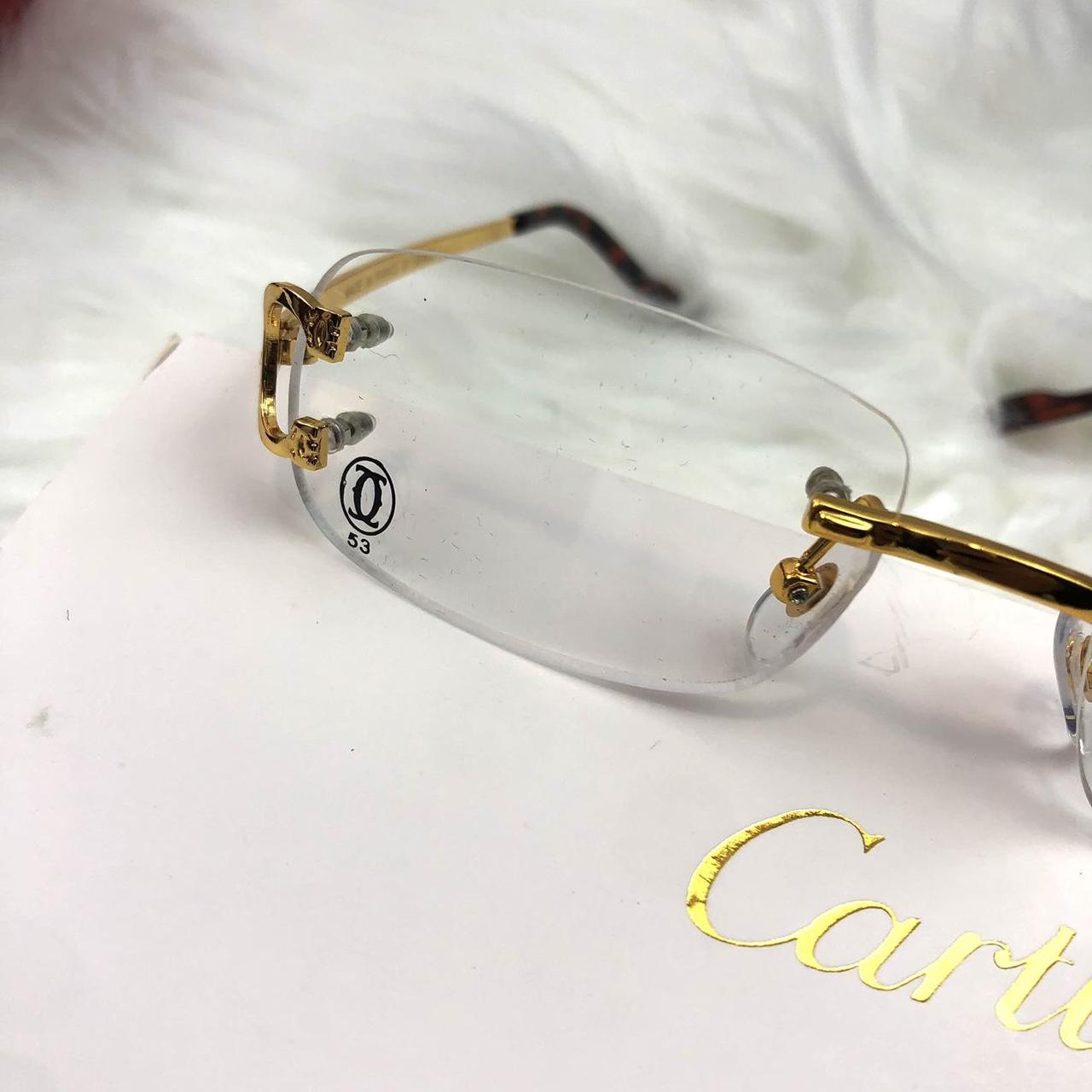 Cartier グレーラウンドサングラス ケース付き CRESW00676 - サントス ドゥ カルティエ サングラス - スムース