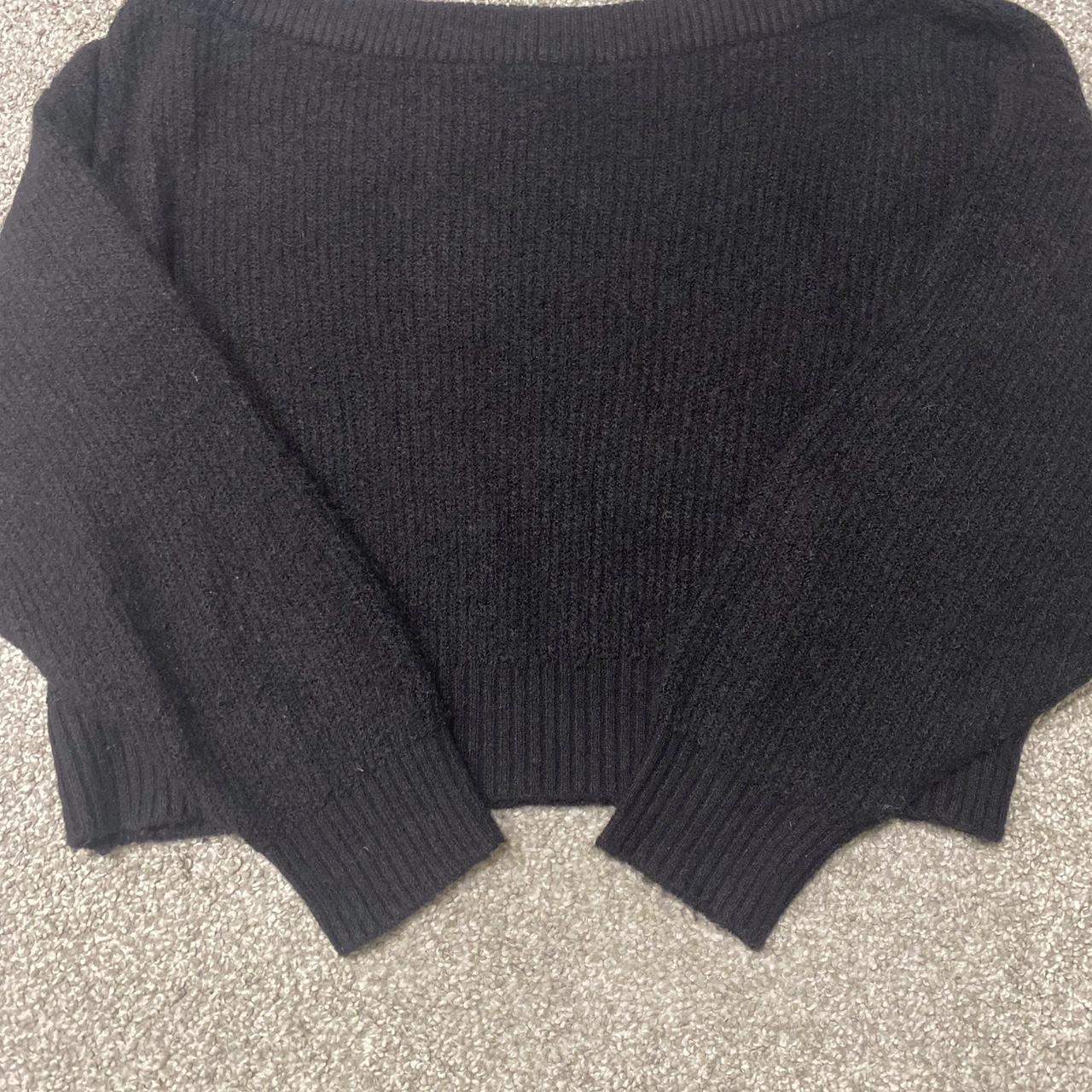 Black off-the-shoulder knitted sweatshirt/jumper - Depop