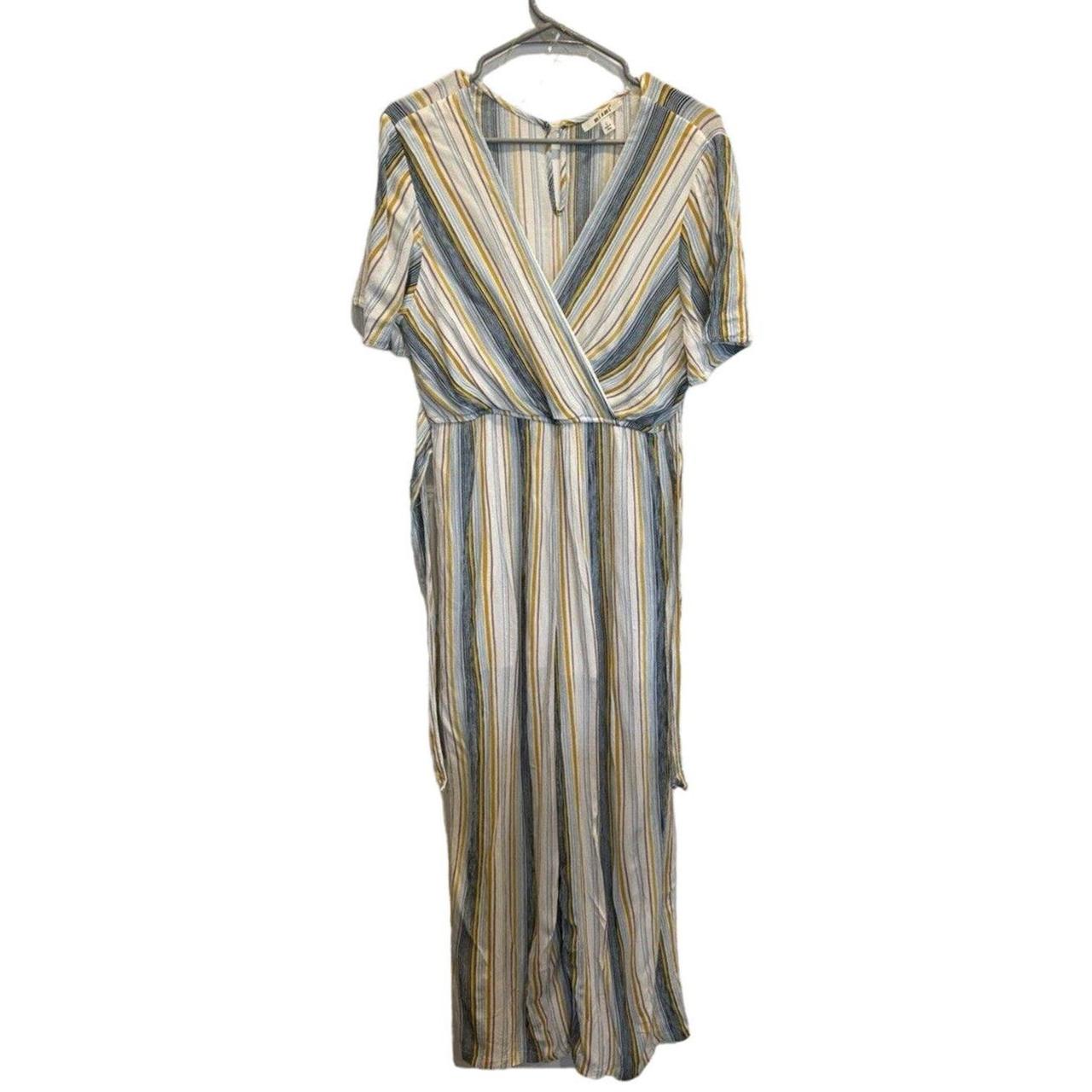 Francesca s Miami Striped Wide Leg Jumpsuit Romper