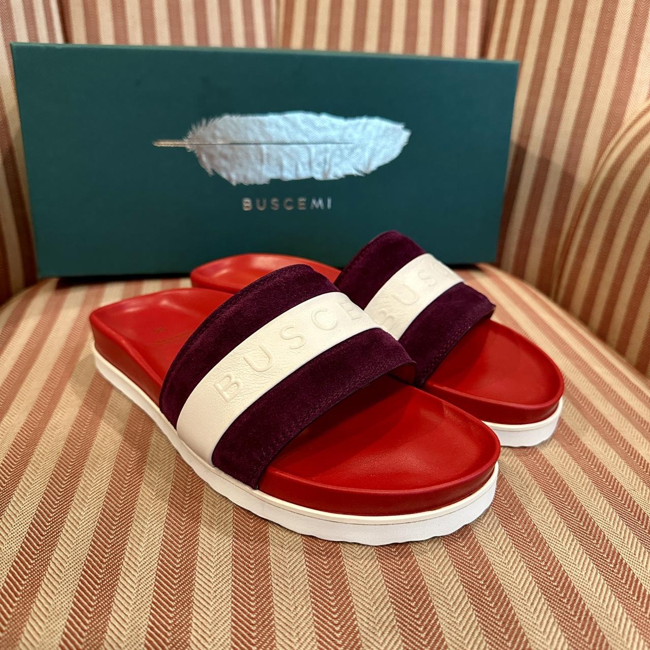 BRAND NEW Buscemi Luxury Slides Sandals Red Purple Depop