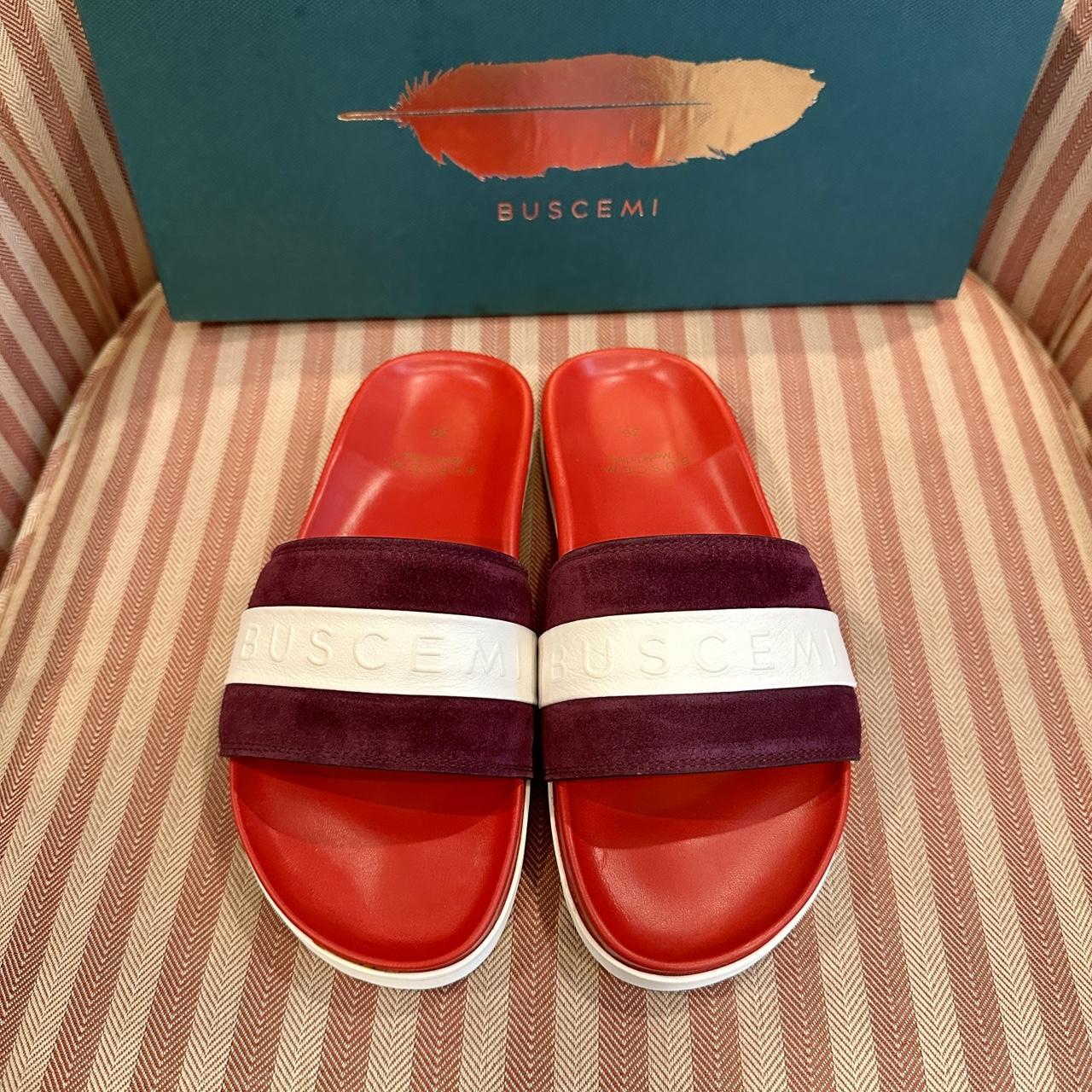 BRAND NEW Buscemi Luxury Slides Sandals Red Purple Depop