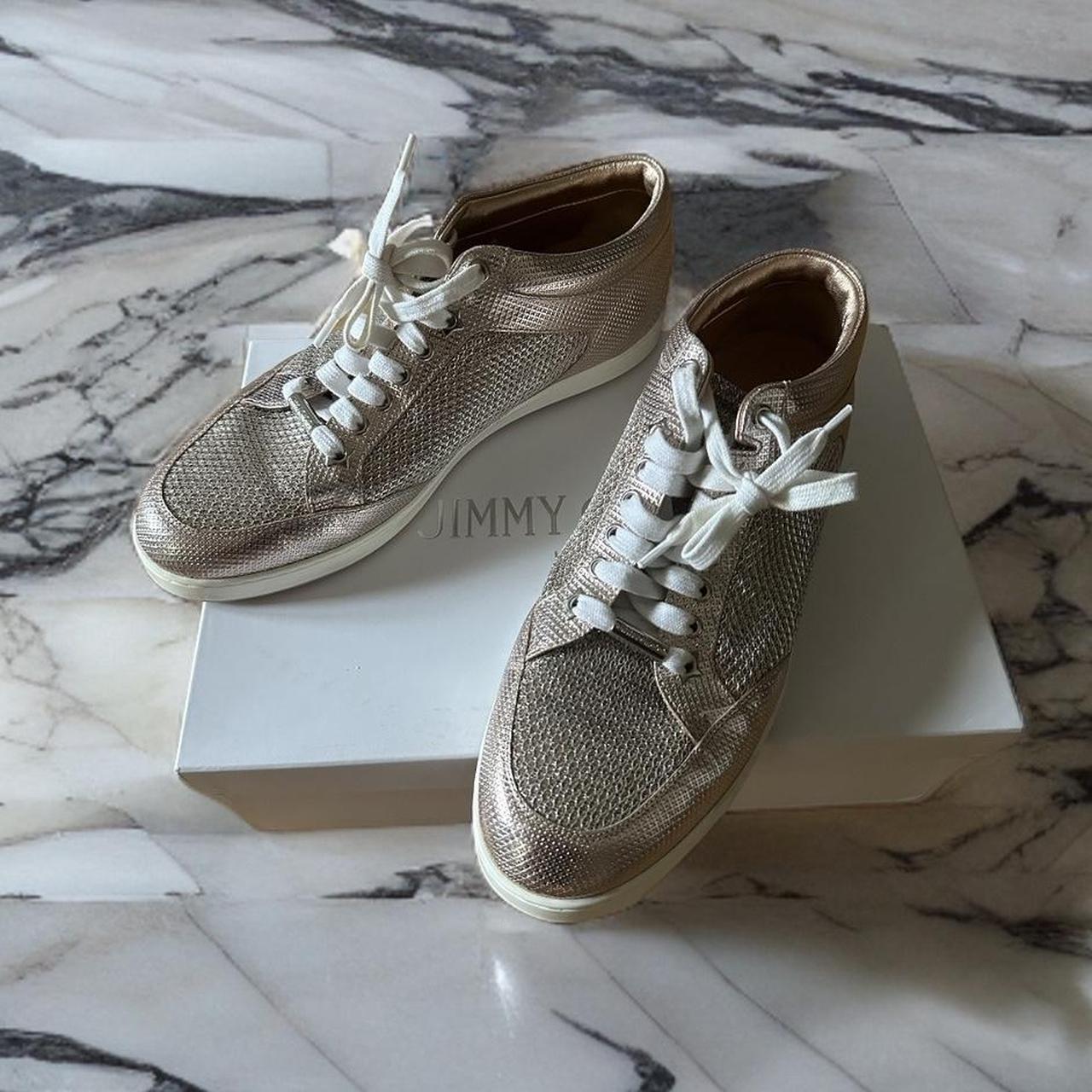 Jimmy choo rose gold trainers online